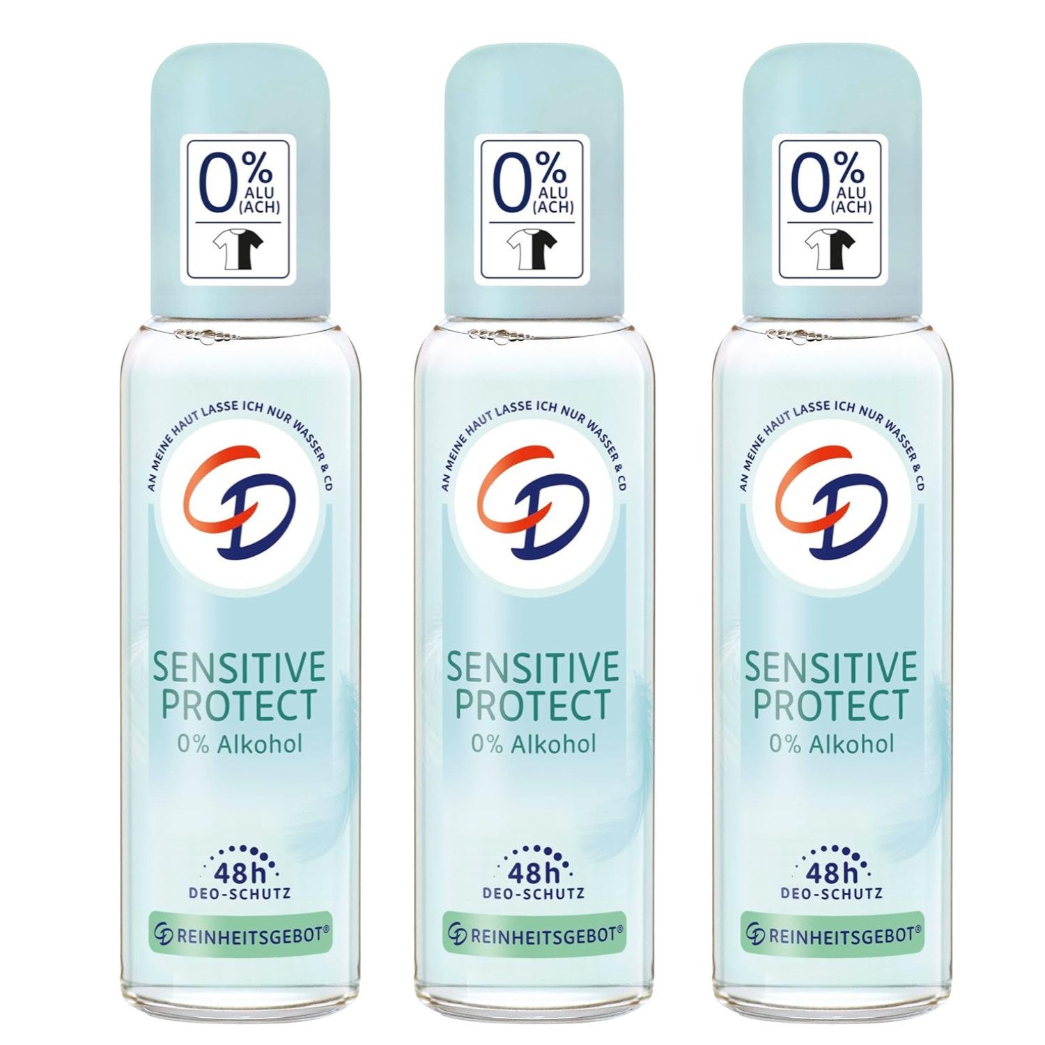 CD Deo-Spray 3 x CD Deodorant Sensitive Protect je 75ml ohne Alkohol für 48h Schutz