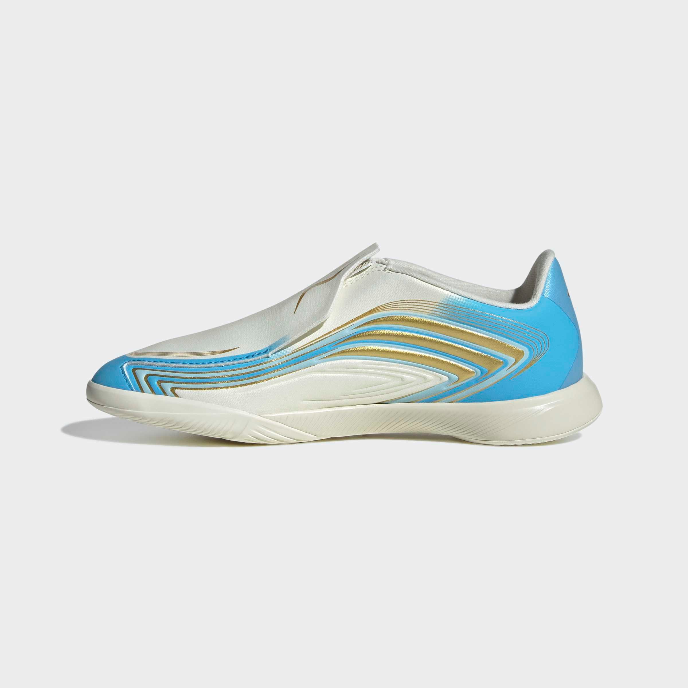 adidas Performance F50 MESSI LEAGUE KIDS, HALLENBÖDEN, OHNE SCHNÜRSENKEL Fußballschuh für Hallenboden, für Jugendliche & Kinder