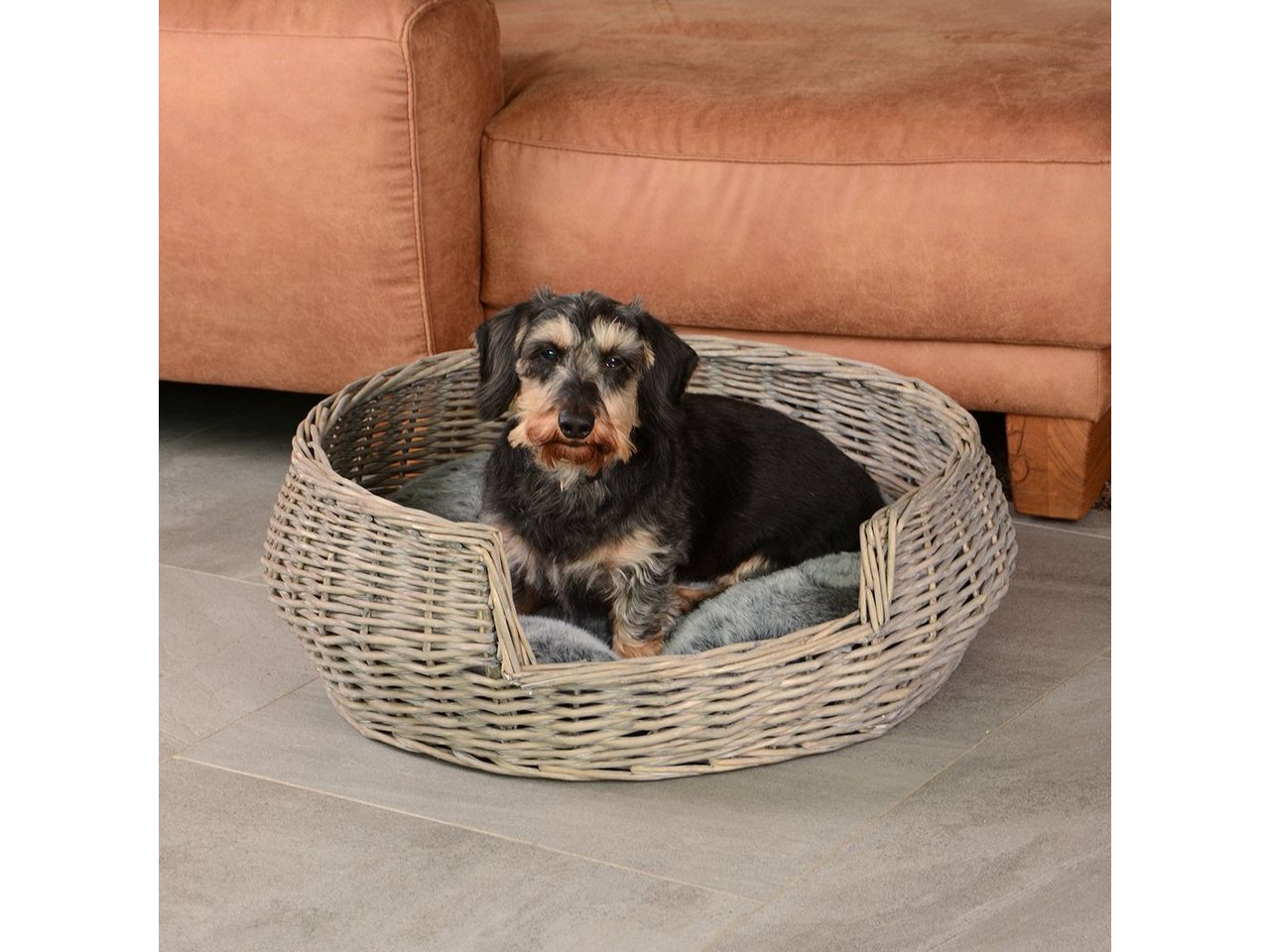 Thumbnail - UNUS ANIMALS Tierkorb Haustierkorb mit Kissen Ø65 cm gemütlicher Korb, Hundebett, Hunde-Couch, Haustierbett, Körbchen, K...