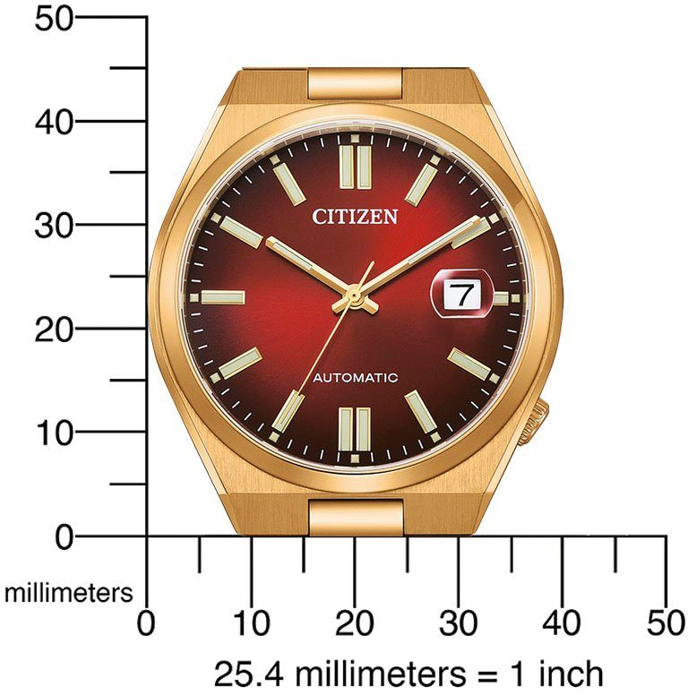 Citizen Automatikuhr TSUYOSA 60h NJ0153-82X, Armbanduhr, Damenuhr, Herrenuhr, Edelstahlarmband, Saphirglas, Datum