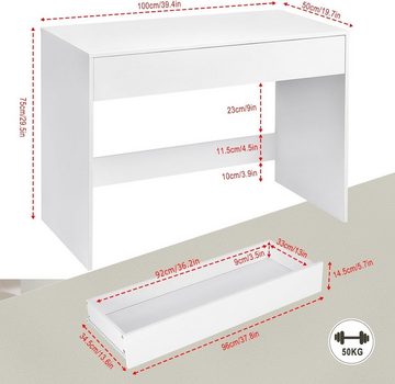 EUGAD Schreibtisch (1-St), Bürotisch PC Tisch mit Schublade&Stauraum