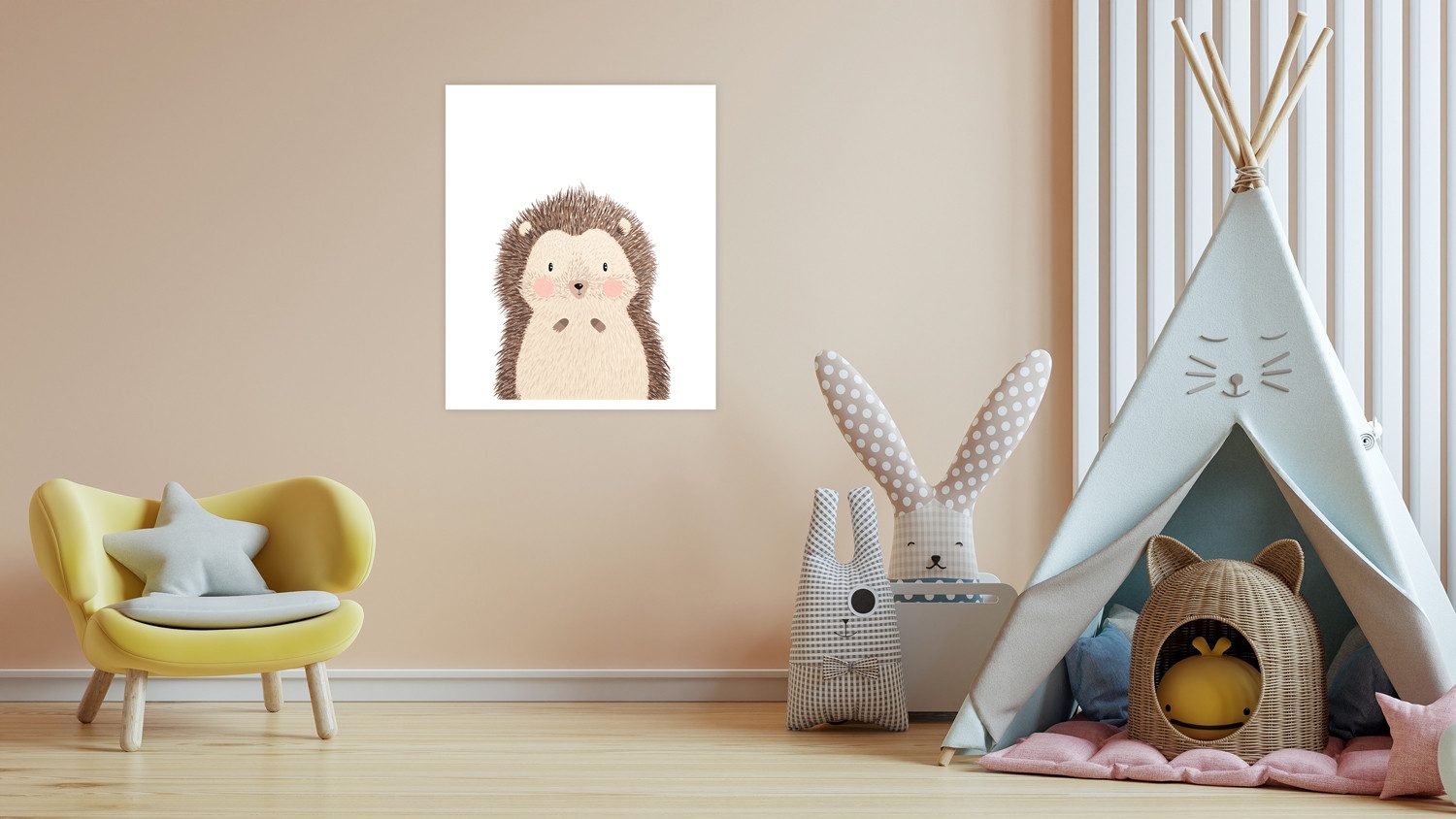 Bild mit Rahmen oder Poster, Niedlicher Igel