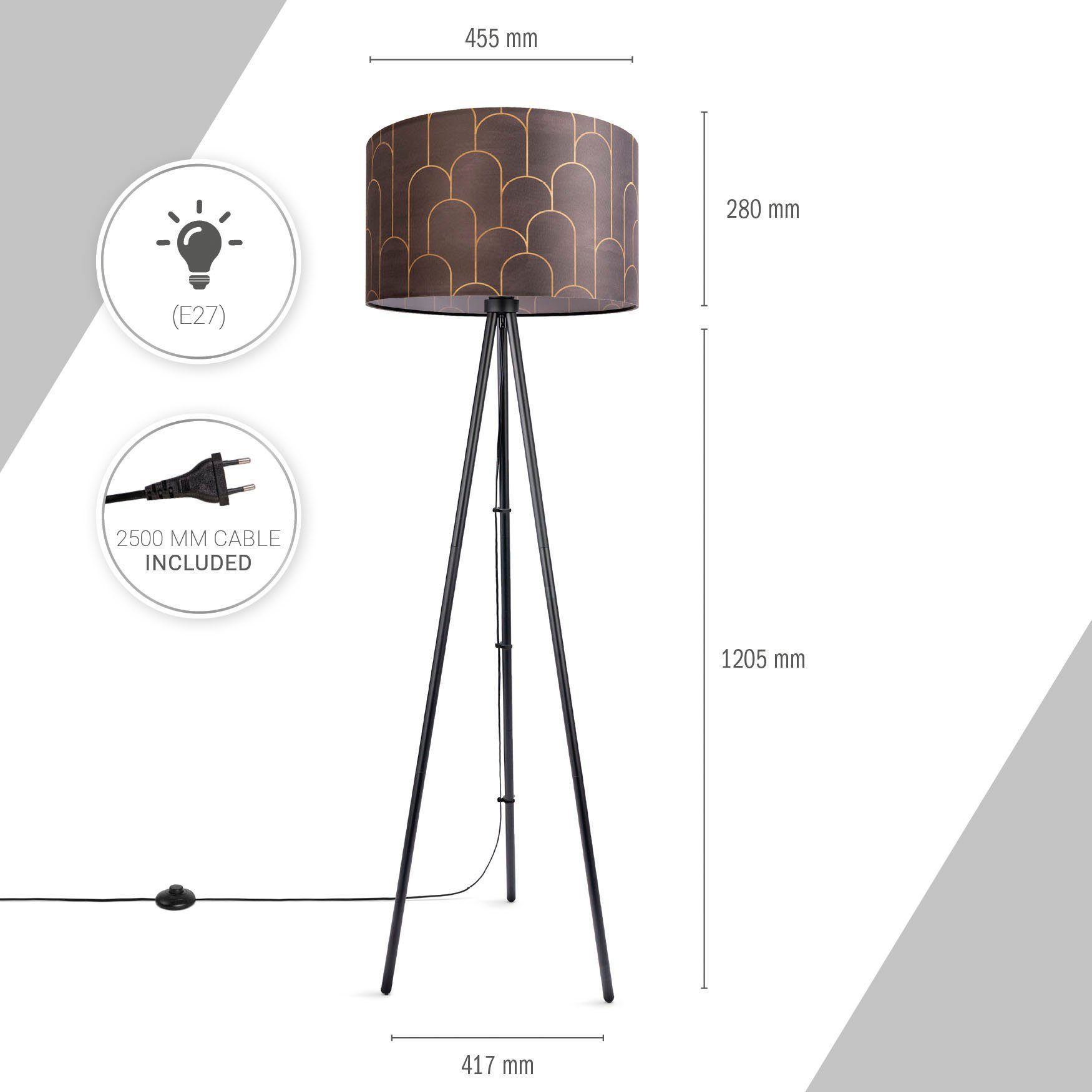 Vintage Wohnzimmerlampe Abstrakt Stehlampe Stativ Leuchtmittel, Pillar, ohne Stehlampe Stoffschirm Trina Paco Home Mit