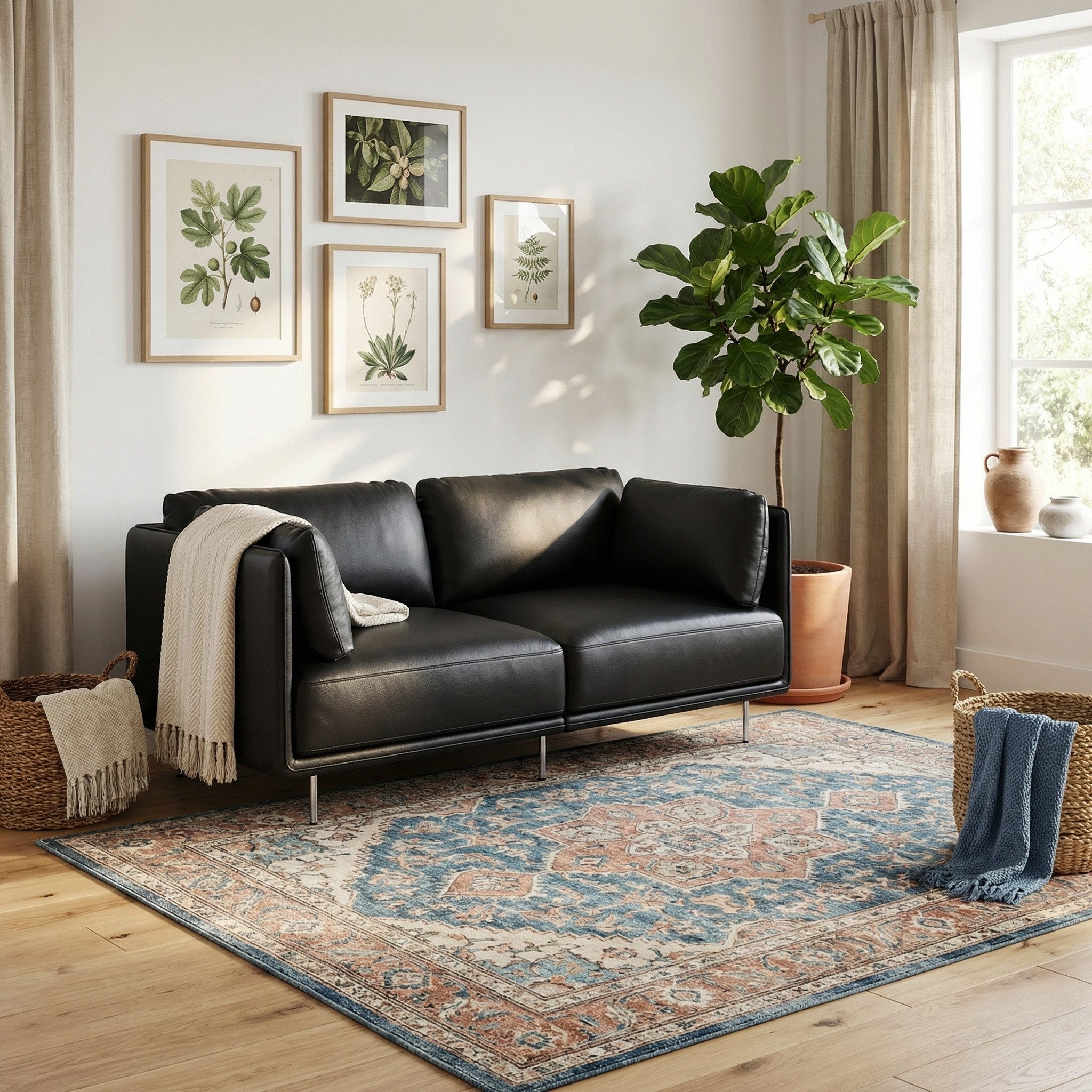 Woltu Sofa, aus Leder, im Bauhaus-Stil, Couch mit 18 cm hohen Füßen