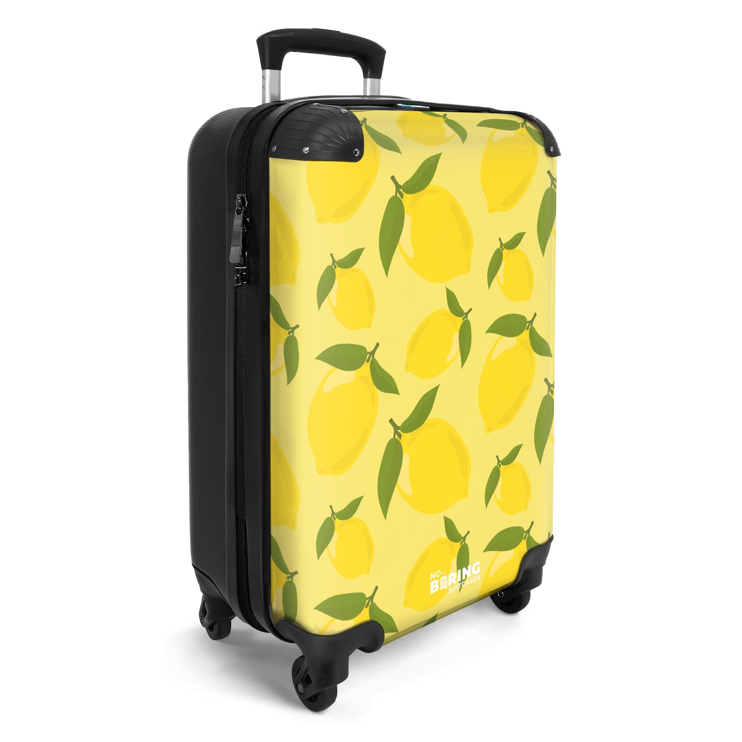 NoBoringSuitcases.com© Hartschalen-Trolley Pastellgelb mit Zitronen 55x35x20cm, Handgepäck Koffer & Trolleys, Luggage, Reisekoffer Frauen – Bild 2 von 5