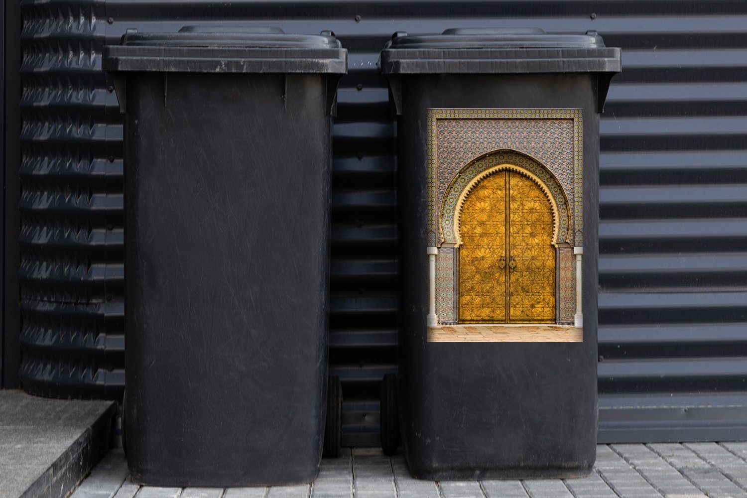 Türen Abfalbehälter St), MuchoWow Sticker, Architektur (1 Container, - Wandsticker Muster Mülltonne, - - Gold Mülleimer-aufkleber,