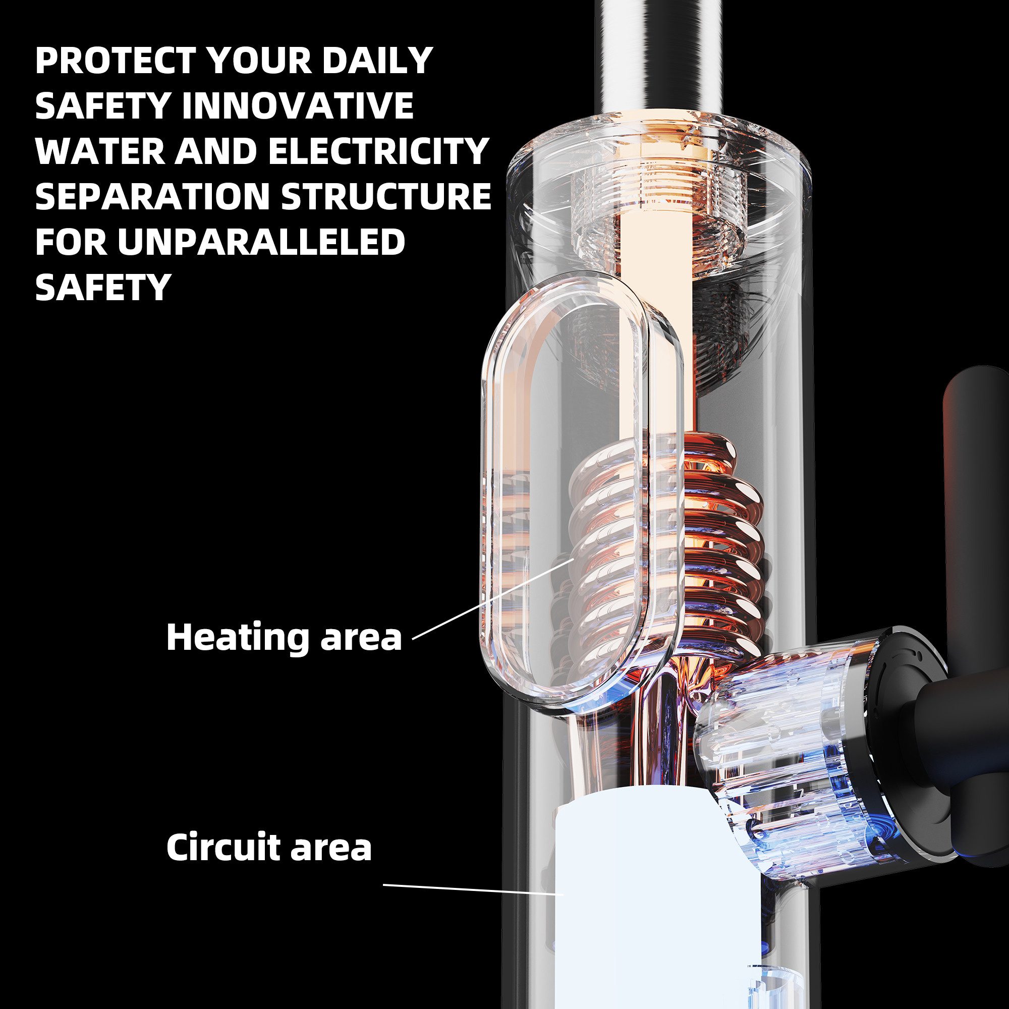HomeGuru Elektrischer Wasserhahn Instant Heißwasserhahn, elektrisch, 360° drehbar, mit LCD-Anzeige, nur 3 Sekunden heißes Wasser