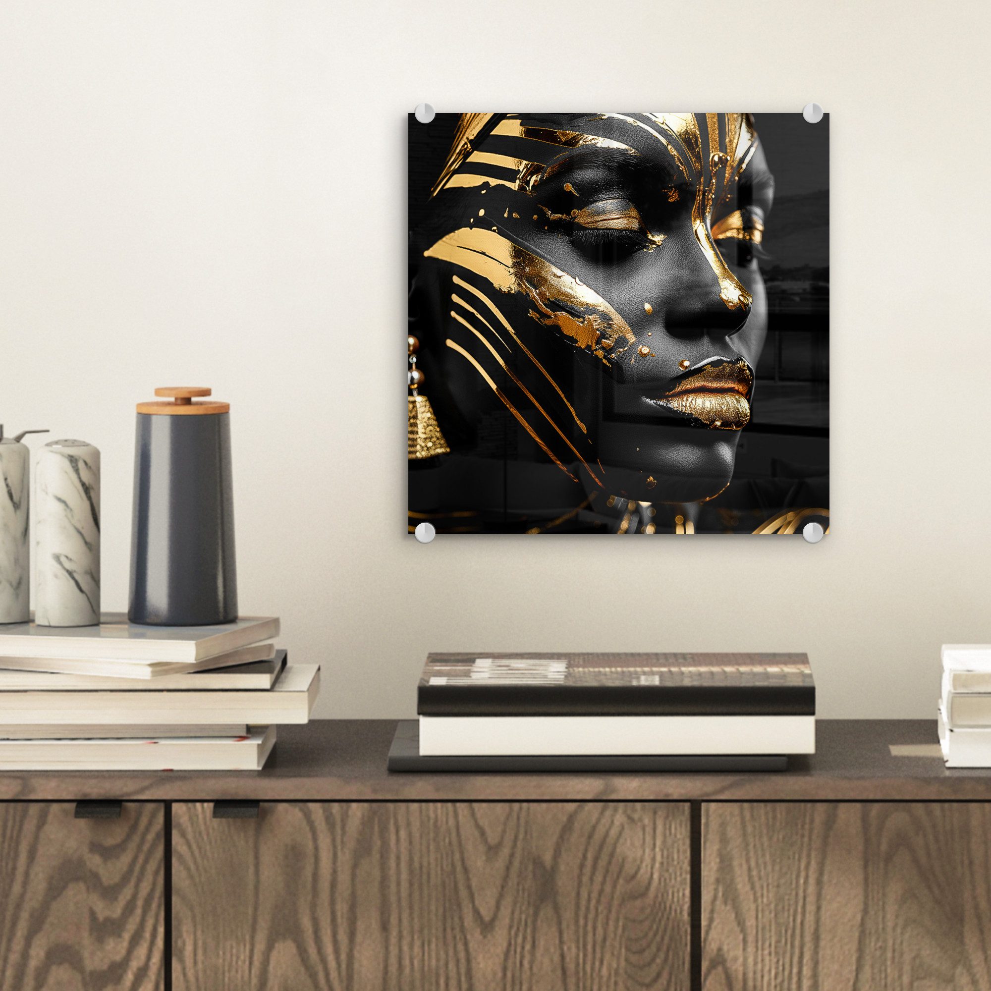MuchoWow Acrylglasbild Frau - Gold - günstig online kaufen