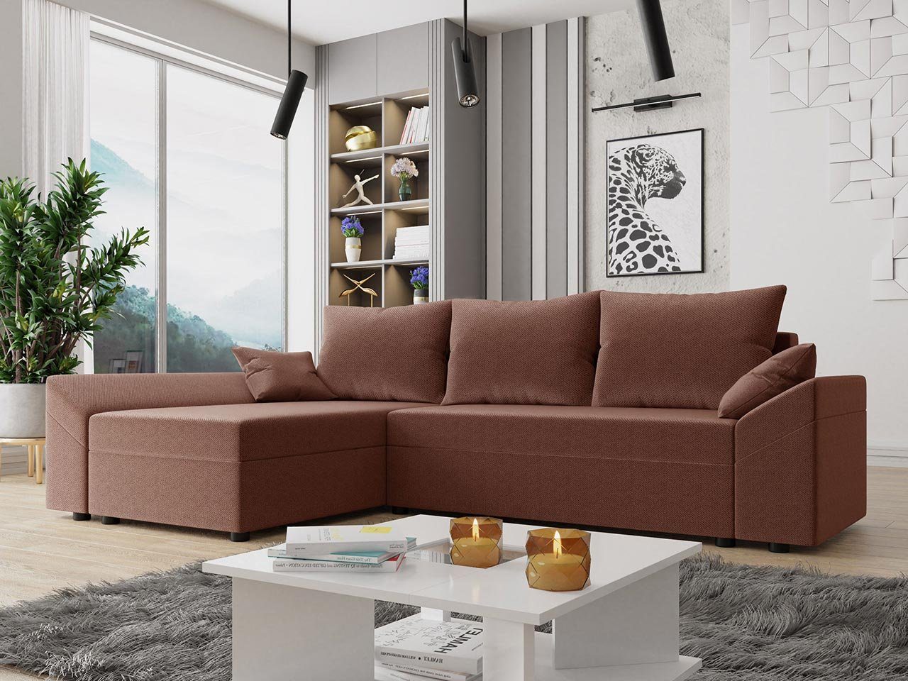 MIRJAN24 Ecksofa Dante L Lux, mit Schlaffunktion und Bettkasten, mane universell, 3 Sitzer Ecksofa, L-Form Sofa | Ecksofas