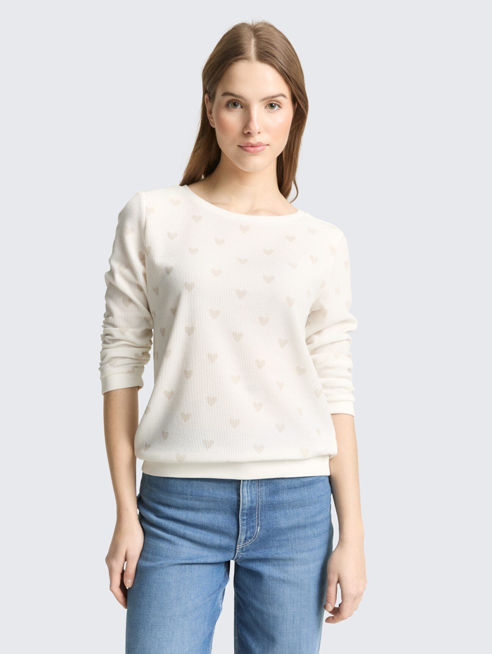 TOM TAILOR Denim Sweatshirt Strick & Sweatshirts Slim Fit Sweatshirt mit He günstig online kaufen