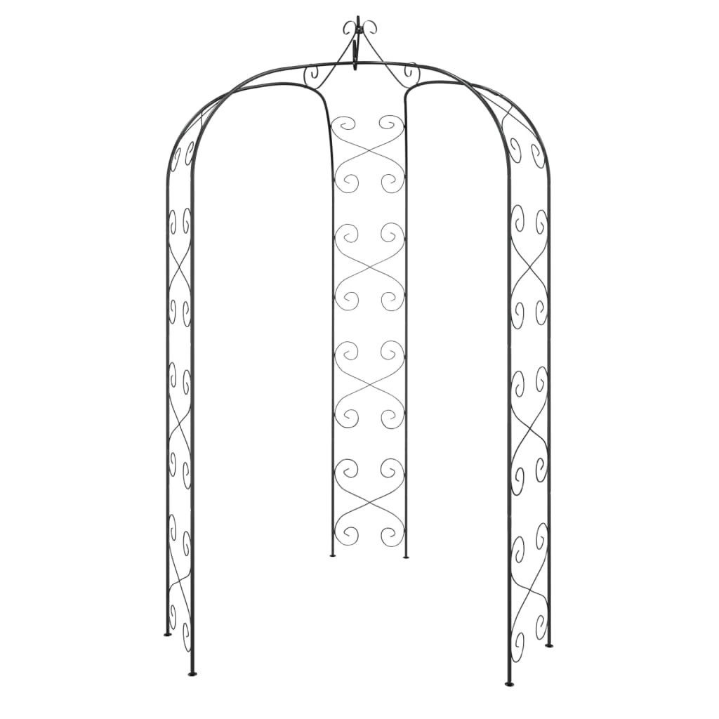 vidaXL Pergola Gartenbogen Schwarz Ø180x255 cm Stahl, BxTxH: 180x39x255 cm