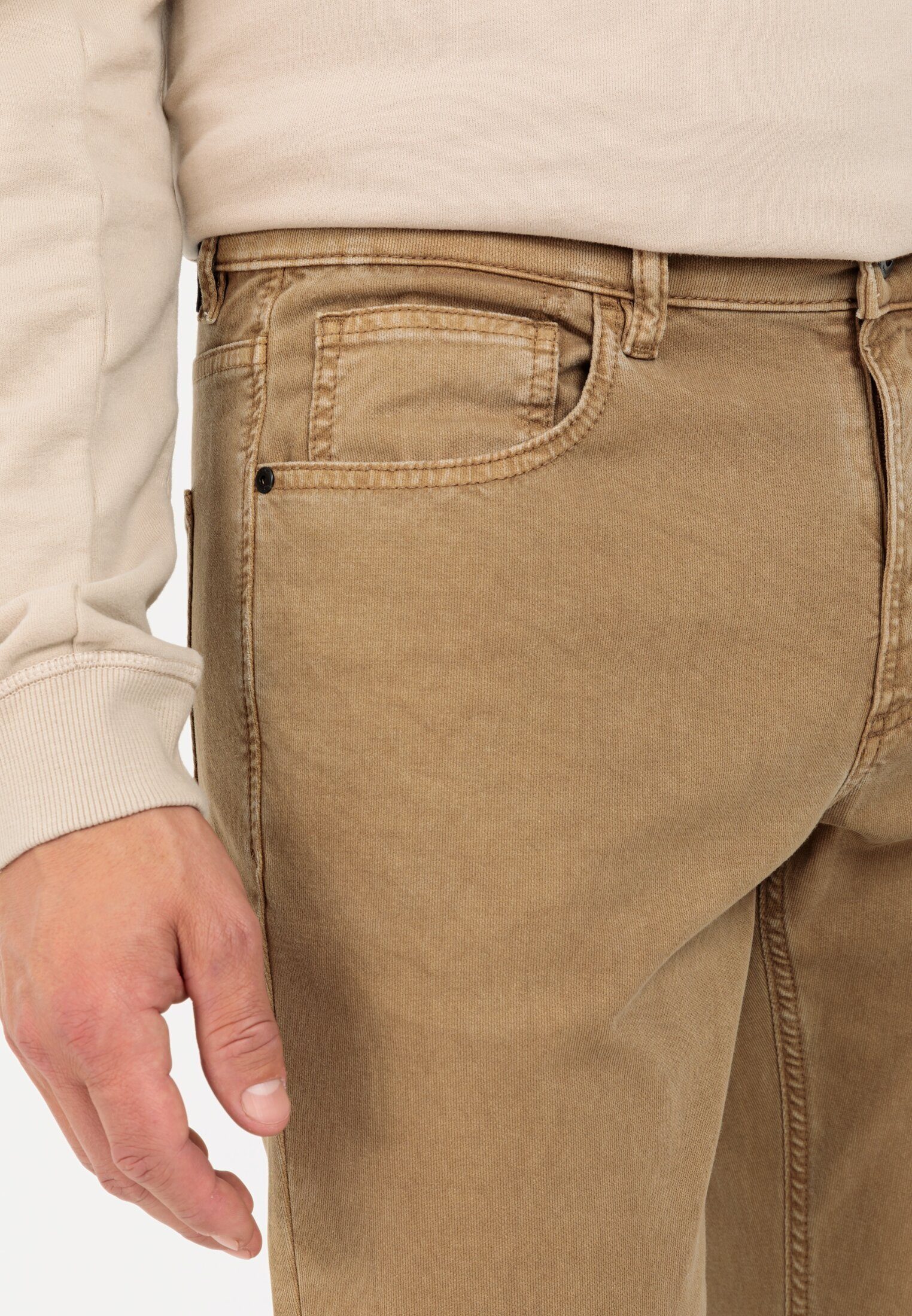 Hose Regular Canvas camel 5-Pocket Beige-Braun 5-Pocket-Jeans Fit active