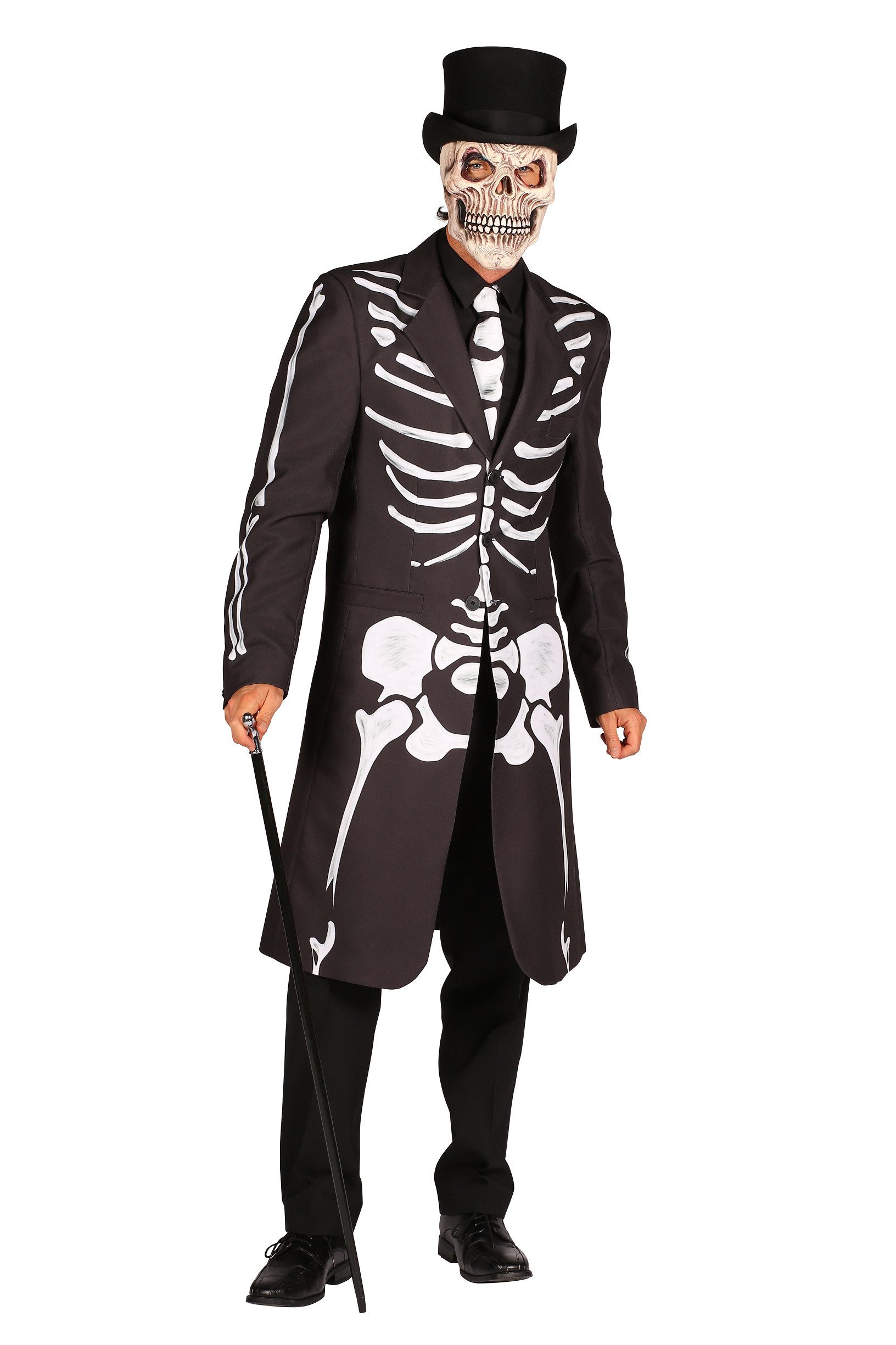 thetru Kostüm Kostüm Jacke Herr 'Spectre', Skelett Schwarz