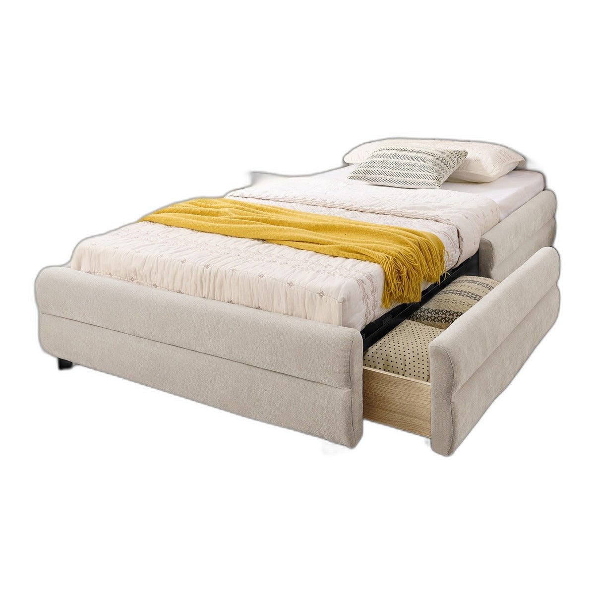 SSY Polsterbett Polsterbett, 90x200 cm, in Beige, aus Chenille (set, 1-tlg., Bettgestell ohne Matratze), Bettgestell mit Lattenrost