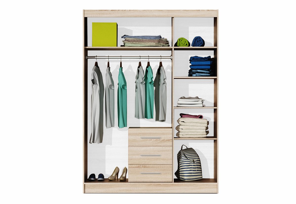 Beautysofa Kleiderschrank Kleiderschrank mit Spiegel BALID günstig online kaufen