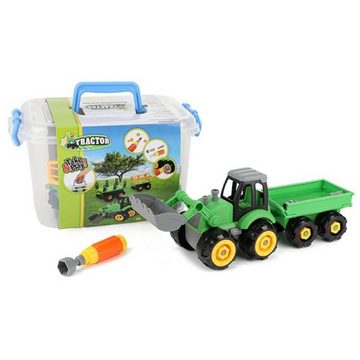 Toi-Toys Spielzeug-Traktor Traktor + Anhänger mit Schraubendreher zum reparieren Trecker