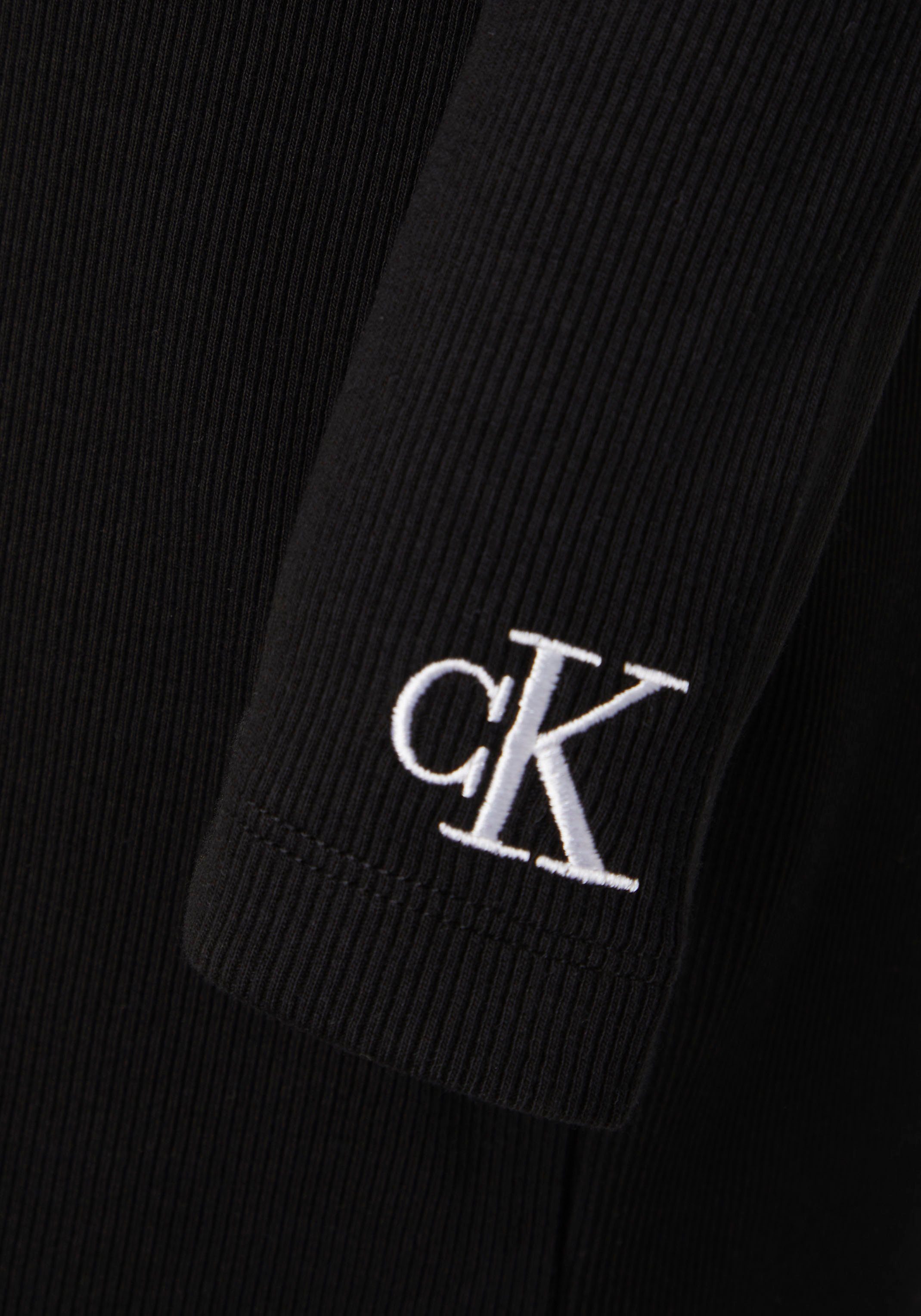 Jeans SQUARE Klein RIB Jeans NECK Calvin Klein mit Jerseykleid Monogramm-Stickerei Calvin DRESS