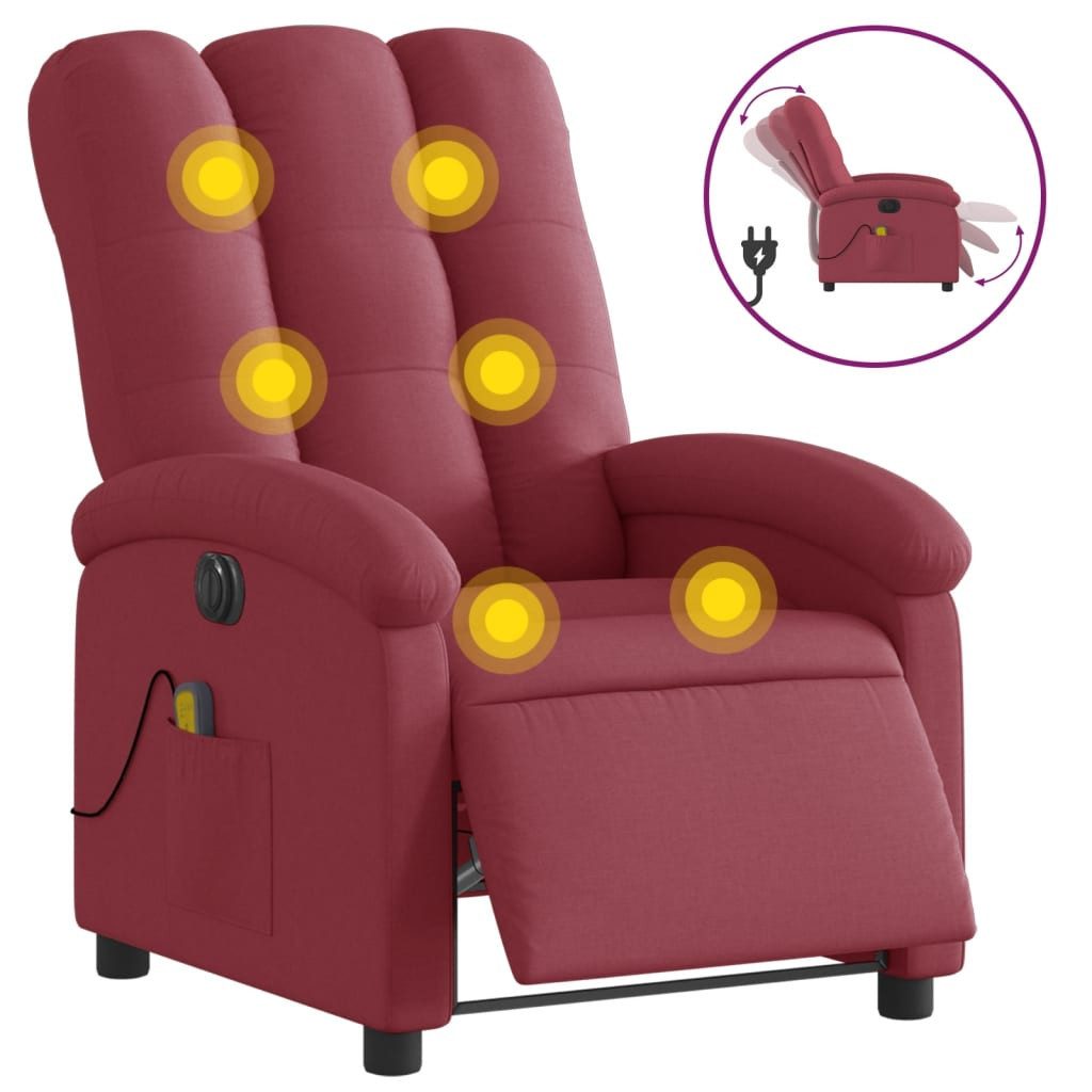 vidaXL Sessel Massagesessel Elektrisch Weinrot Stoff günstig online kaufen