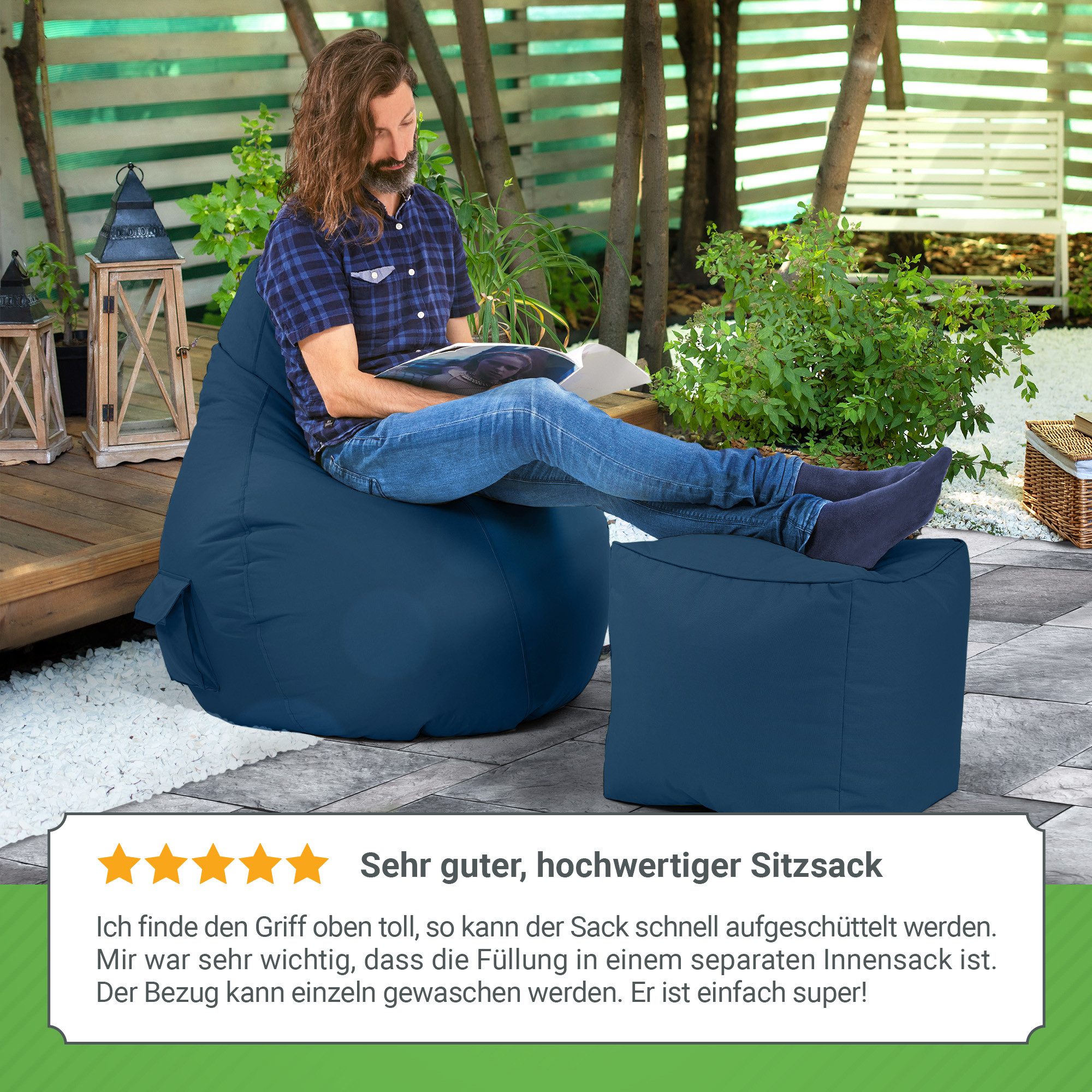 Green Bean Sitzsack Gaming Sitzsack Lounge Chair Cozy (Sitzsack mit Rückenlehne 80x70x90cm - Gaming Chair mit 230L EPS-Perlen Füllung, Kuschelig Weich Waschbar) – Bild 4 von 5