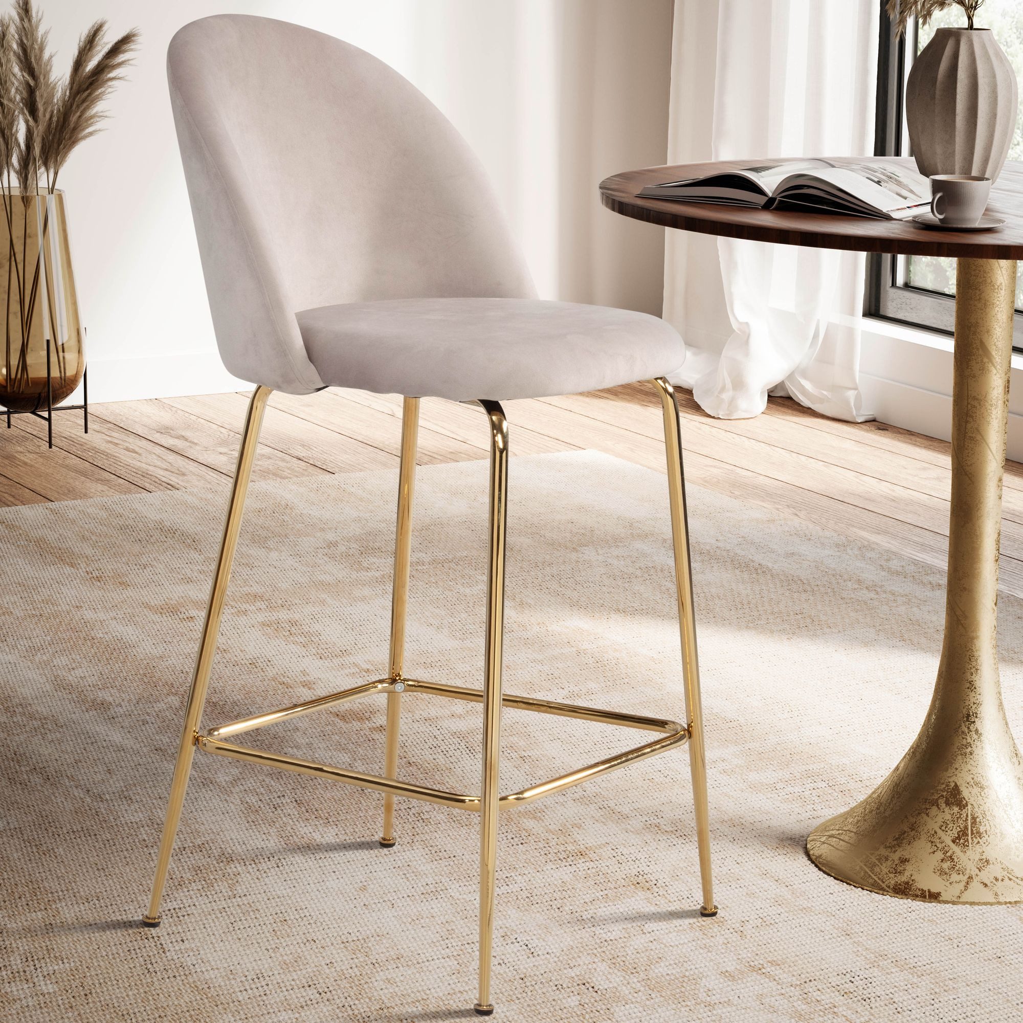 FINEBUY Barhocker FB59796 (Samt Beige Hocker günstig online kaufen
