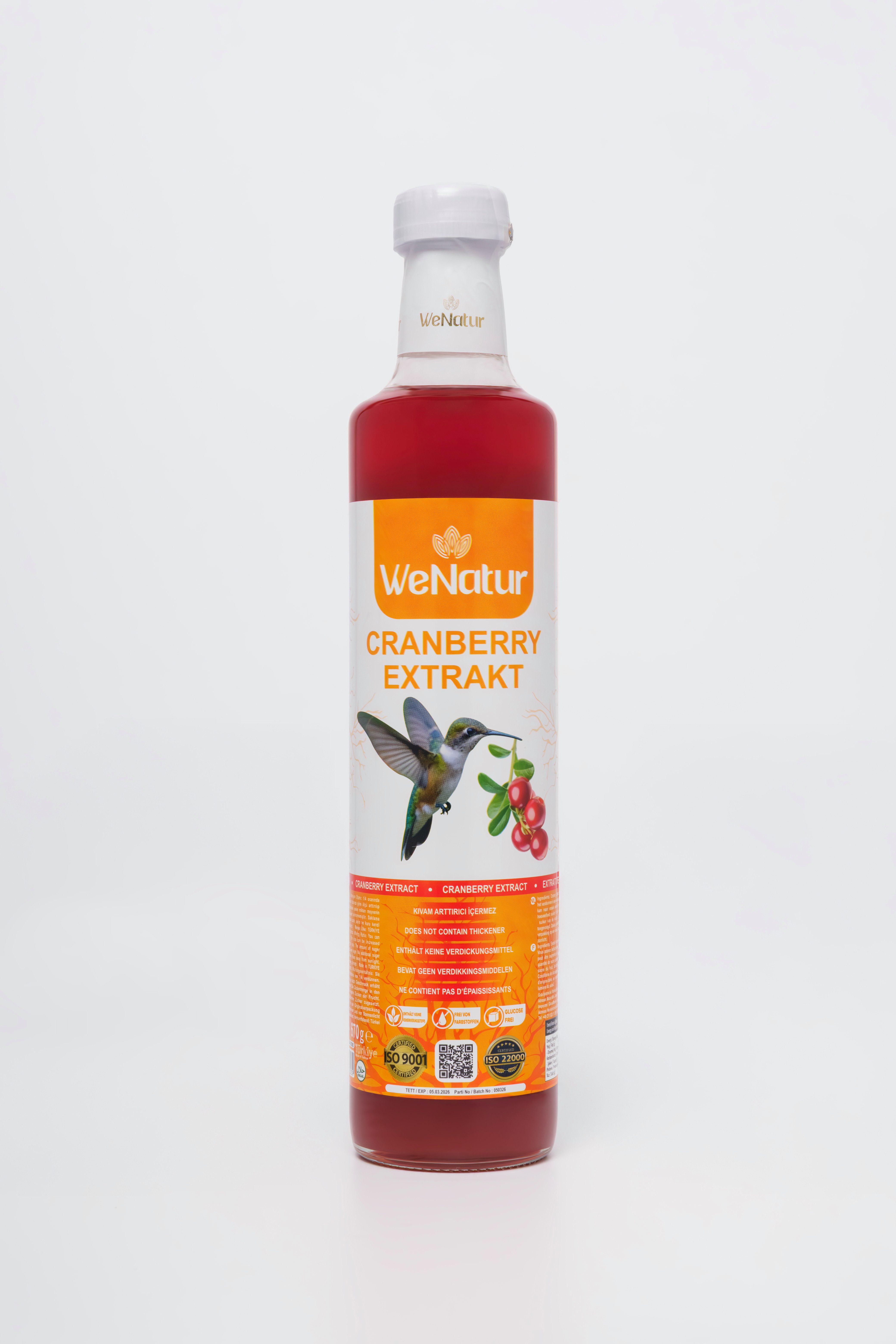 We_Natur Cranberry Extrakt Sirup – Fruchtige Ergänzung mit Pflanzenextrakt Sirup, 700 g, Fruchtige Kraft der Natur, Mischverhältnis: 1+5