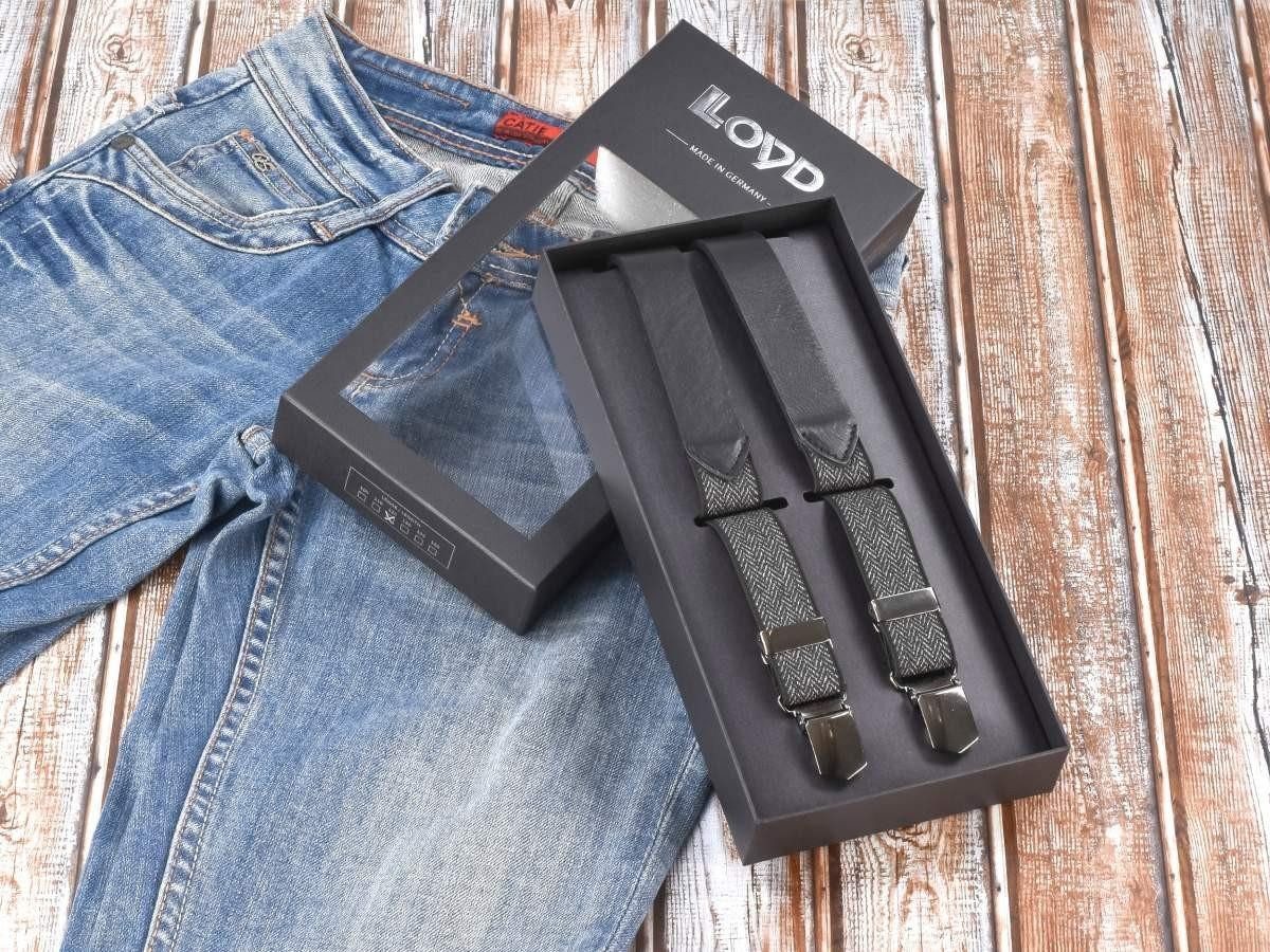 LLOYD Men’s Belts Hosenträger Classic (Set) Y-Form, mit 3 Clips, 25mm Bandbreite, für Herren, Leder Schulterteil