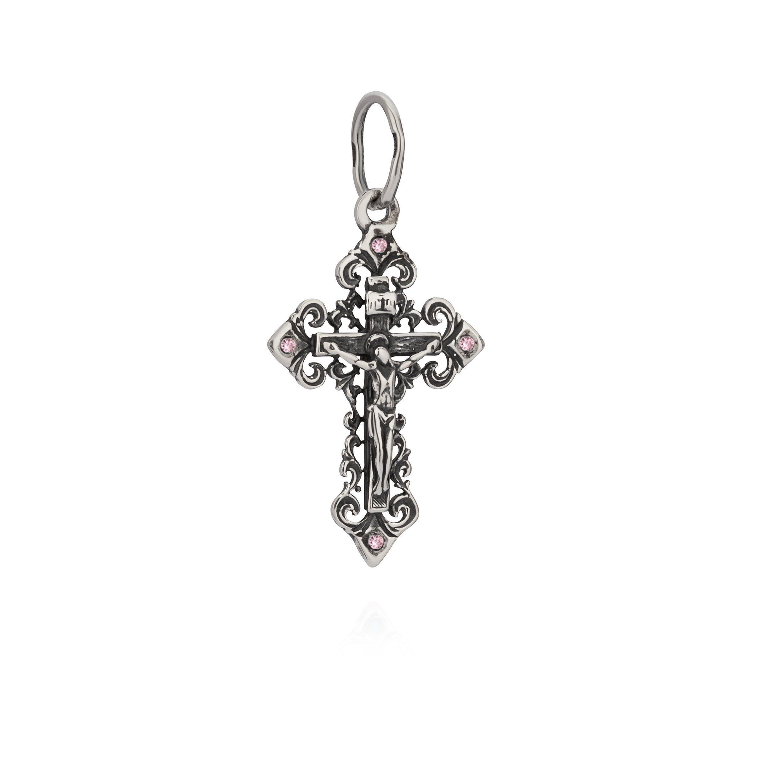 Kreuzanhänger 925 Sterlingsilber Kreuz Zirkonia rose Orthodox Kr