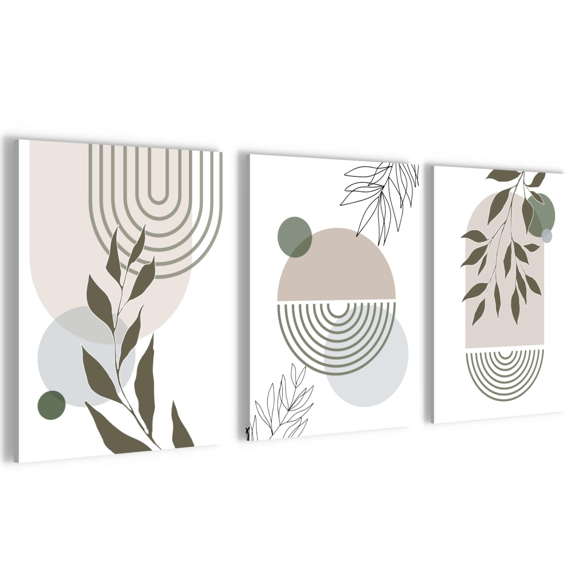 Novart Wandbild Wandbilder Wohnzimmer Abstrakt Figuren Bilder Deko, Grau