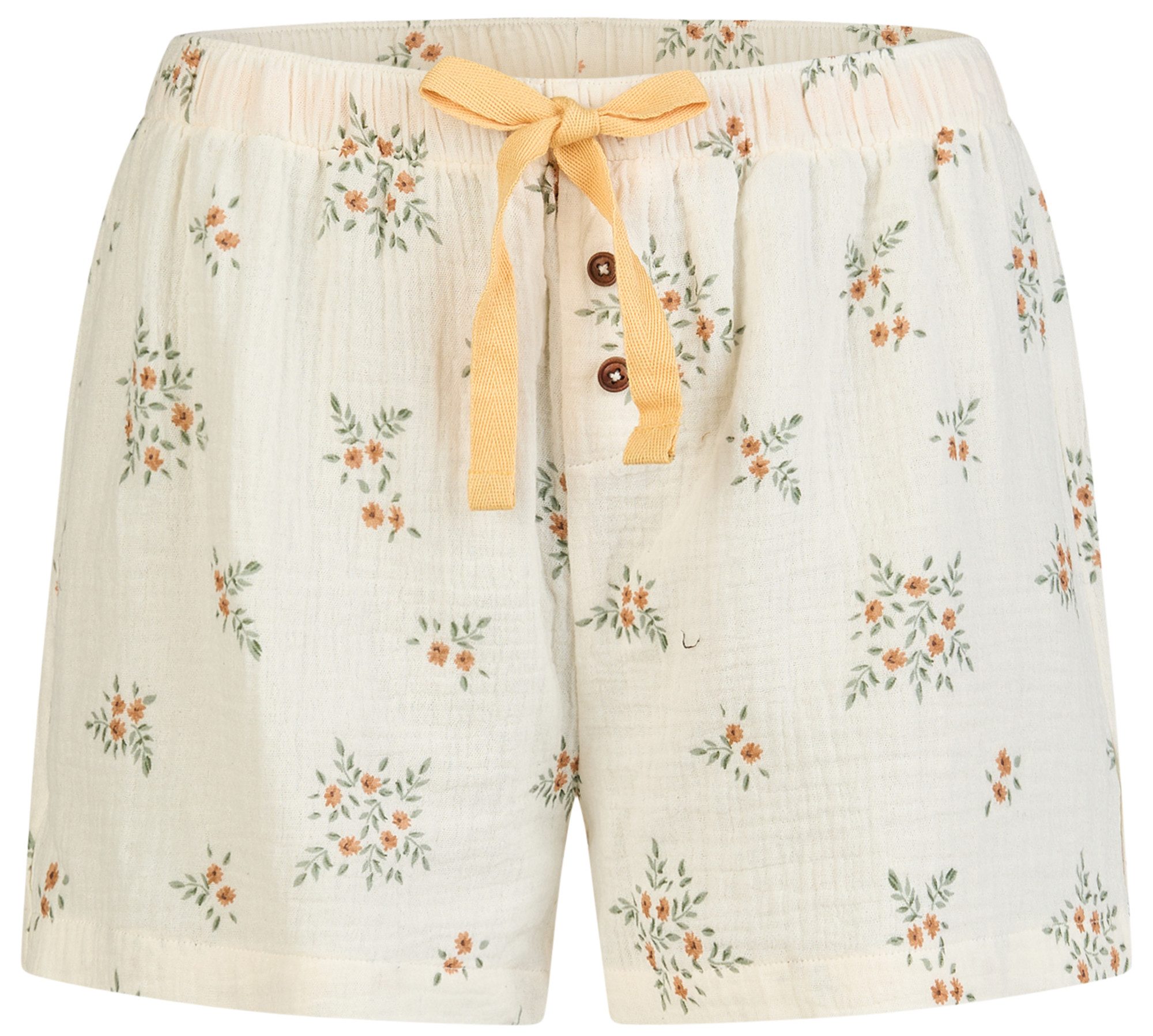 By Louise Pyjamahose Lace Luxury (1-tlg., 1-teilig) Damen Schlafhose Pyjamahose Musselin Shorts kurz Baumwolle
