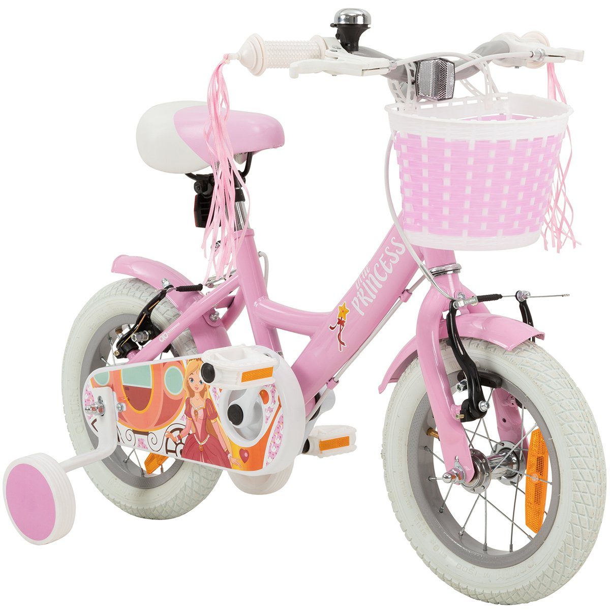 Princess Mädchen Motors Rutschfeste 5 - Rosa 2 - Bike Design & - pink), ohne Mädchenfahrrad - (höhenverstellbares Weiß, Kinderrad 1-tlg., Schutzbleche Zoll gefederter - Kinderrad hinten - Reflektoren - 12 Prinzessin - Stützräder Gang, vorne 1 Jahre Kinder Korb - - Handgriffe Schaltung, - V-Brake-Bremse Fahrrad Mädchen - Sattel, Wave-Rahmen - in Actionbikes Kinderfahrrad