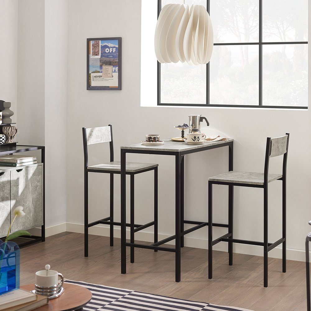 SoBuy Bartisch OGT03, Küchentisch-Set für 2 Personen, Esstisch Essgruppe Gartentisch, Bartisch Set 3-teilig Esstisch Bistrotisch Balkonmöbel Bistromöbe