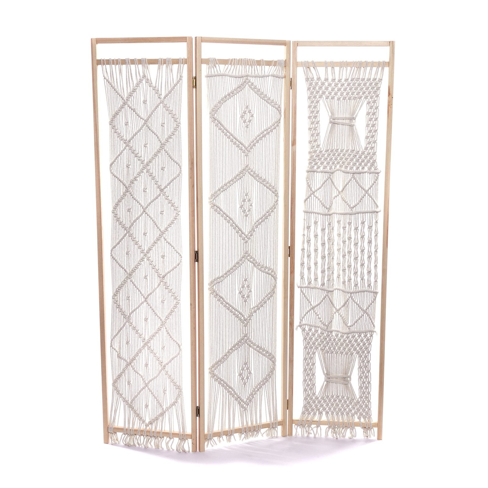 CREEDWOOD Paravent RAUMTEILER "BOHO", 166x123cm, Makramee, weiß, Deko Parav günstig online kaufen