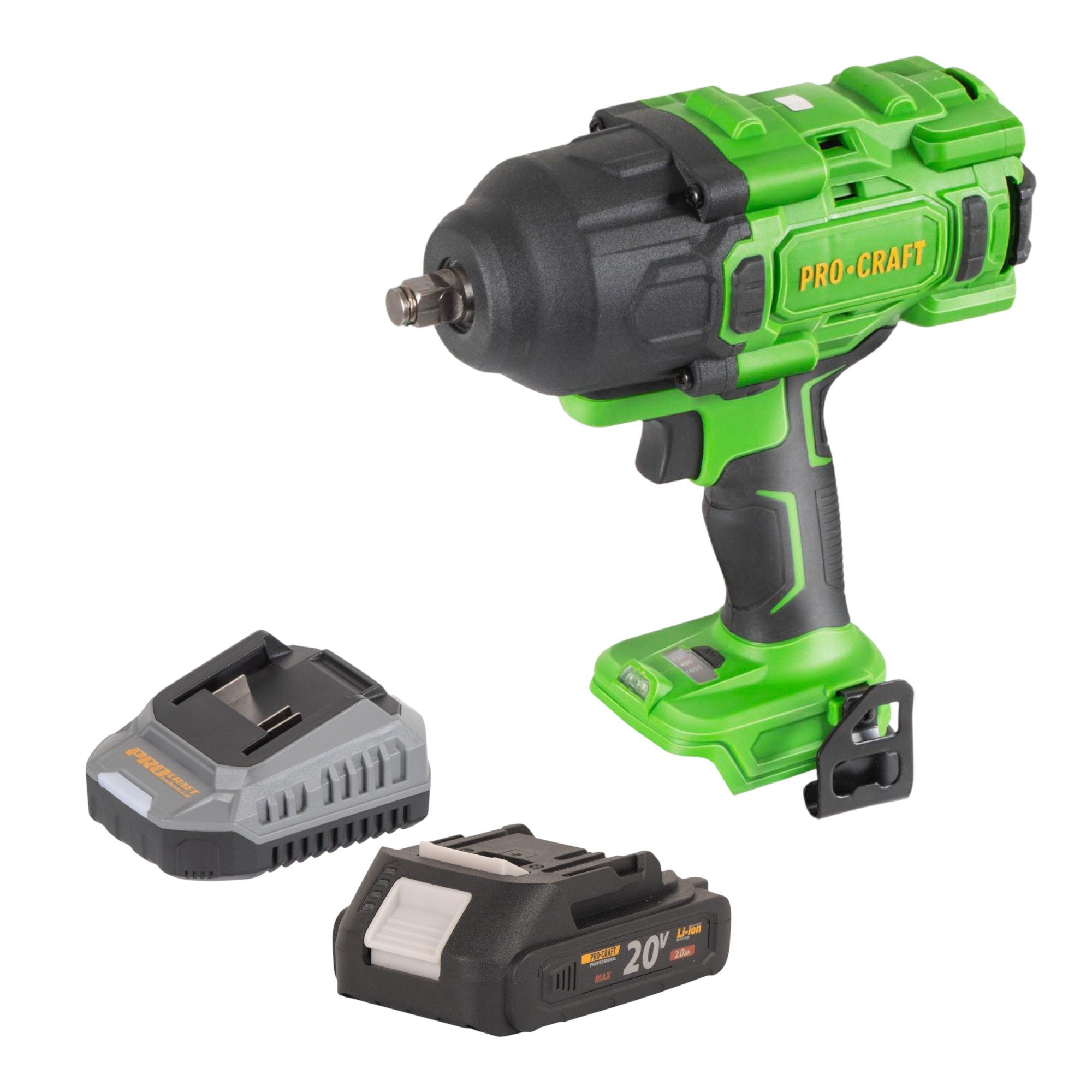 PRO CRAFT Akku-Schlagschrauber PWA80bb 20 V 1600 Nm 1/2" Brushless + 1x Akku 2,0 Ah + Ladegerät