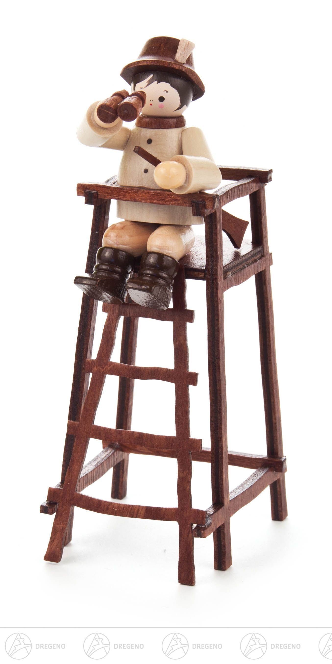 Dregeno Erzgebirge Weihnachtsfigur Miniatur Jäger auf Hochstand natur Höhe ca 11 cm NEU