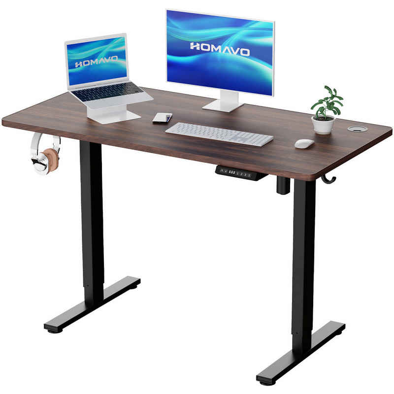 HOMAVO Schreibtisch Höhenverstellbarer schreibtisch mit Memory- und Rebound-Funktion, USB/Typ C,Длина 120 cm, Длина 140, zwei Größen