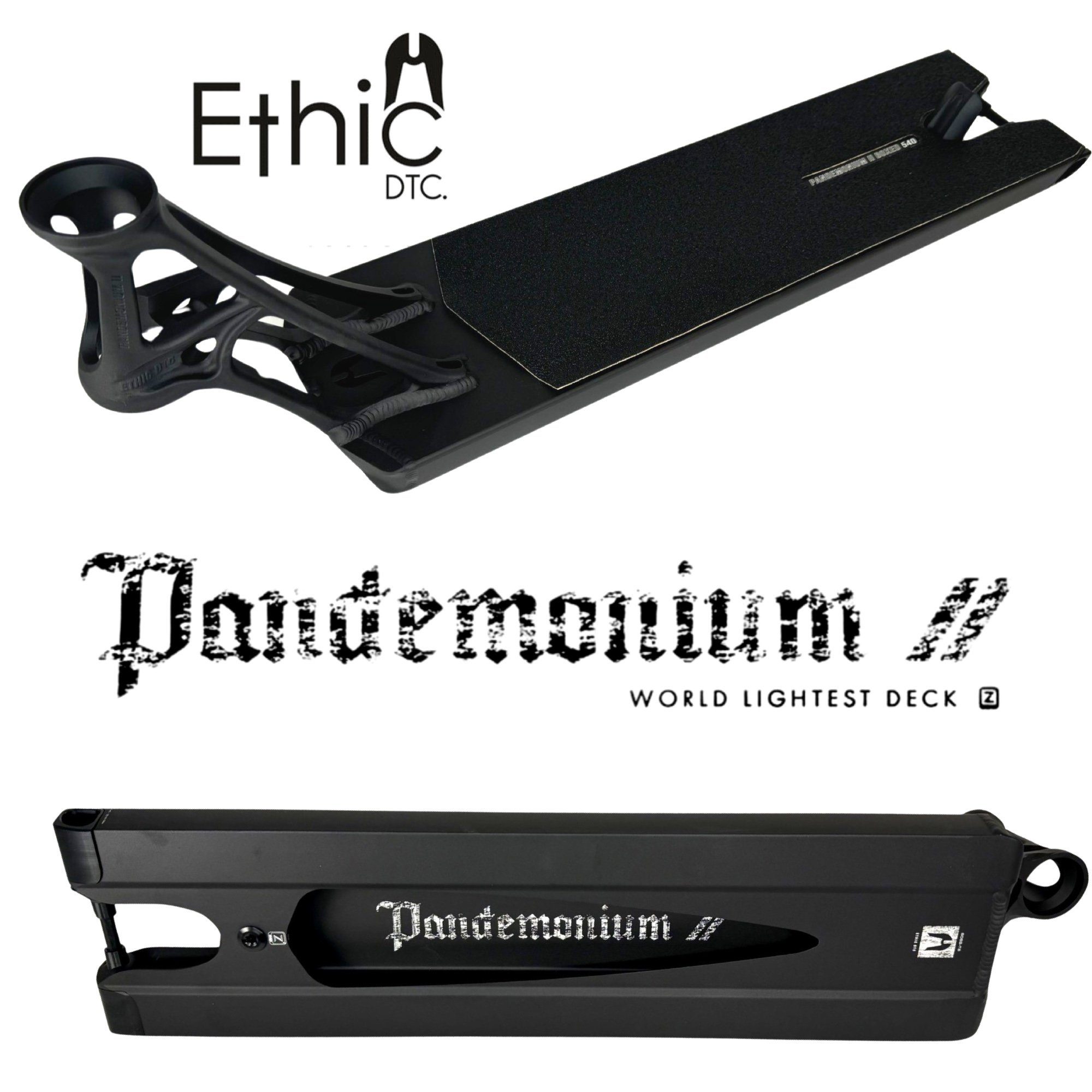 Ethic DTC Stuntscooter Ethic DTC Pandemonium V2 BOXED Stunt-Scooter Deck Schwarz matt