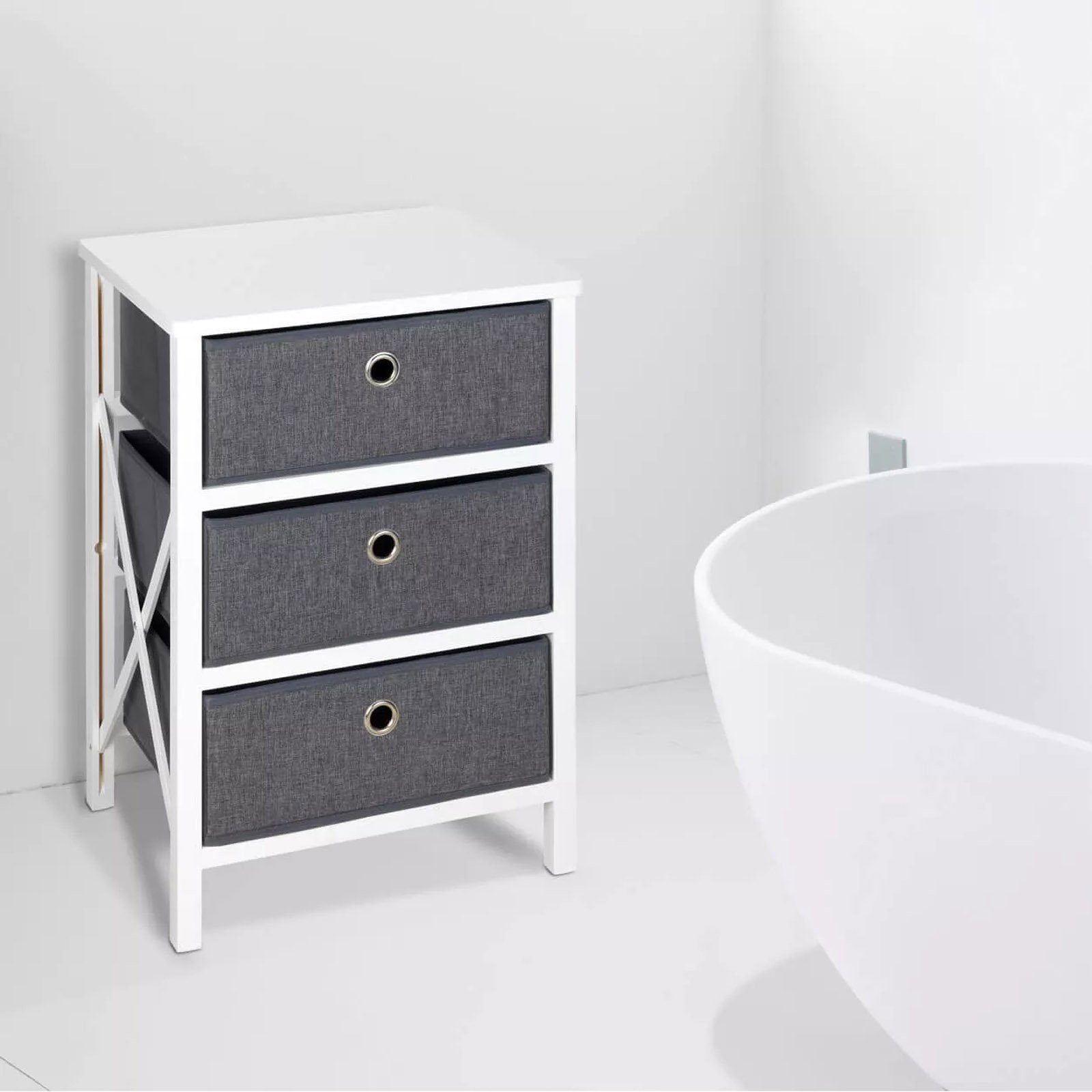 Maximex Standregal Faltregal Regal klappbar Badregal Wohnregal Nachttisch, mit 3 Schubladen 60x32x 41 cm