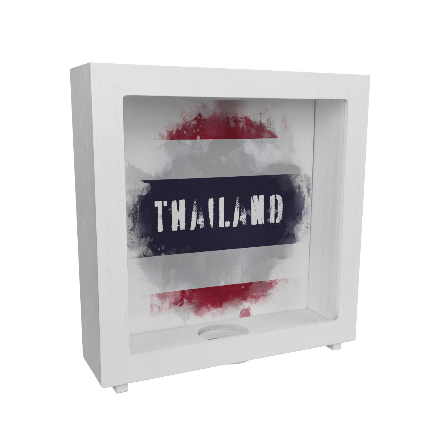 speecheese Spardose Rahmen Spardose aus Holz Thailand Flagge im Used Look Sparschwein für