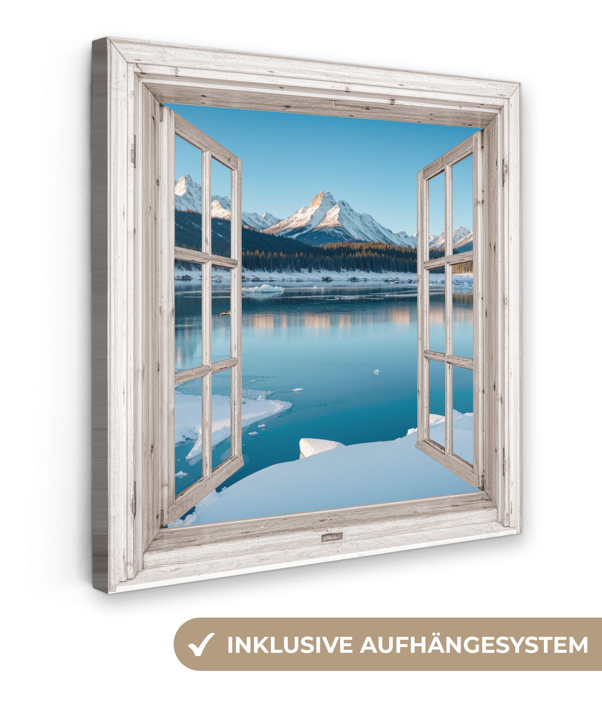 OneMillionCanvasses® Leinwandbild Landschaft - Winter - See - Berg - Aussic günstig online kaufen