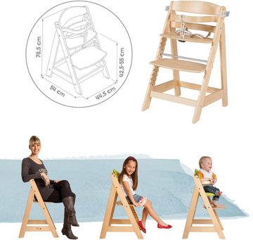 roba® Hochstuhl Treppenhochstuhl Sit Up Click & Fun, natur, aus Holz