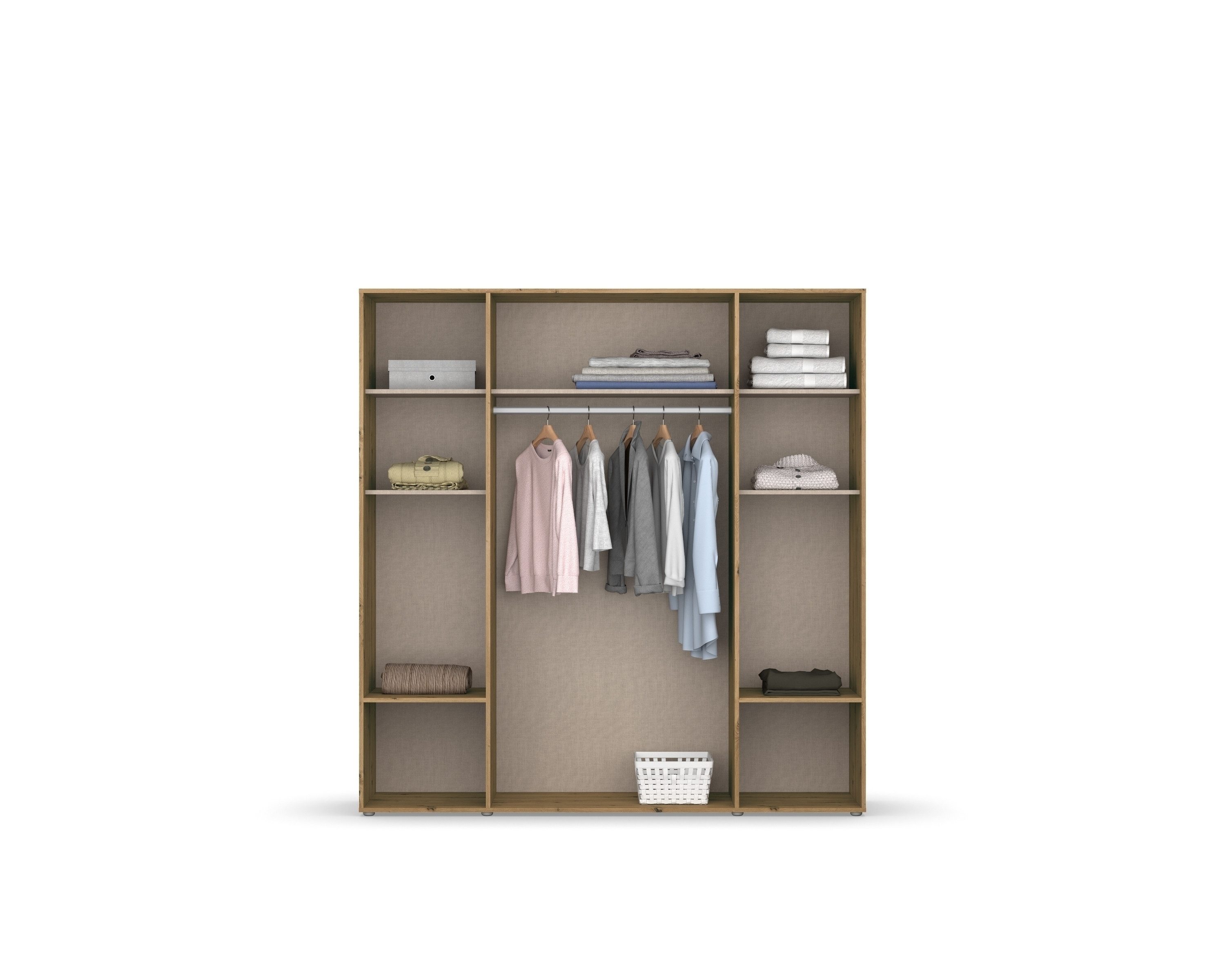 freiraum Drehtürenschrank Voyager 4 Schübe, 5 Böden, grau / Eiche Artisan Dekor - 187x194x53 (BxHxT)