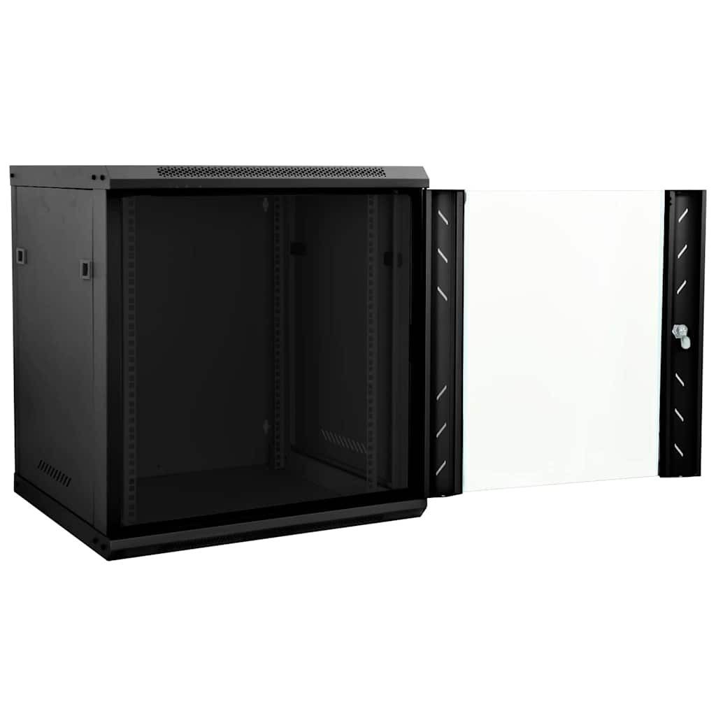 vidaXL Netzwerkschrank mit Speicher Schwarz 60 x 45 x 65 cm Stahl Netzwerk-Adapter