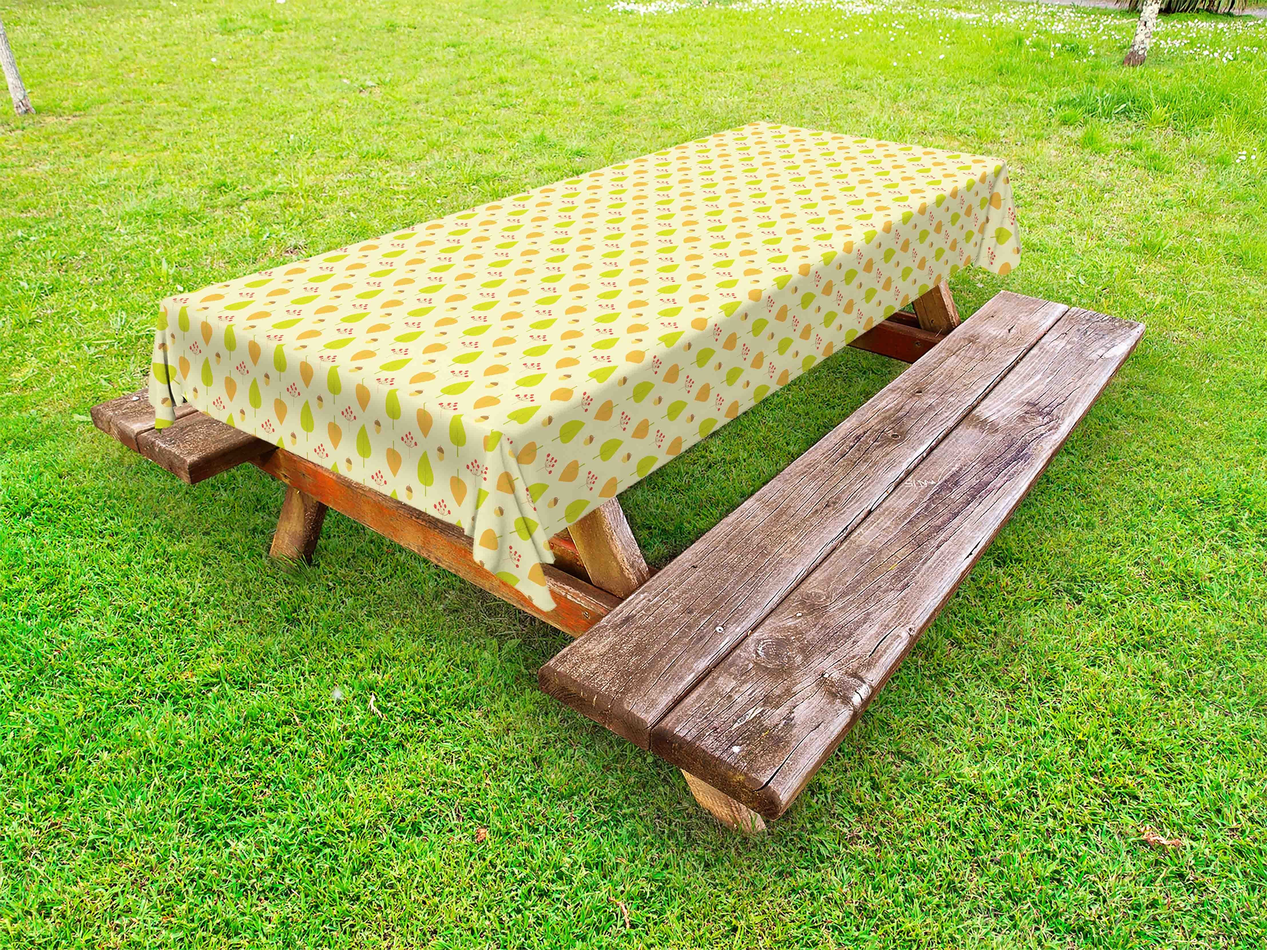 Abakuhaus Tischdecke dekorative waschbare Picknick-Tischdecke, Herbst Blätter und Eicheln Muster