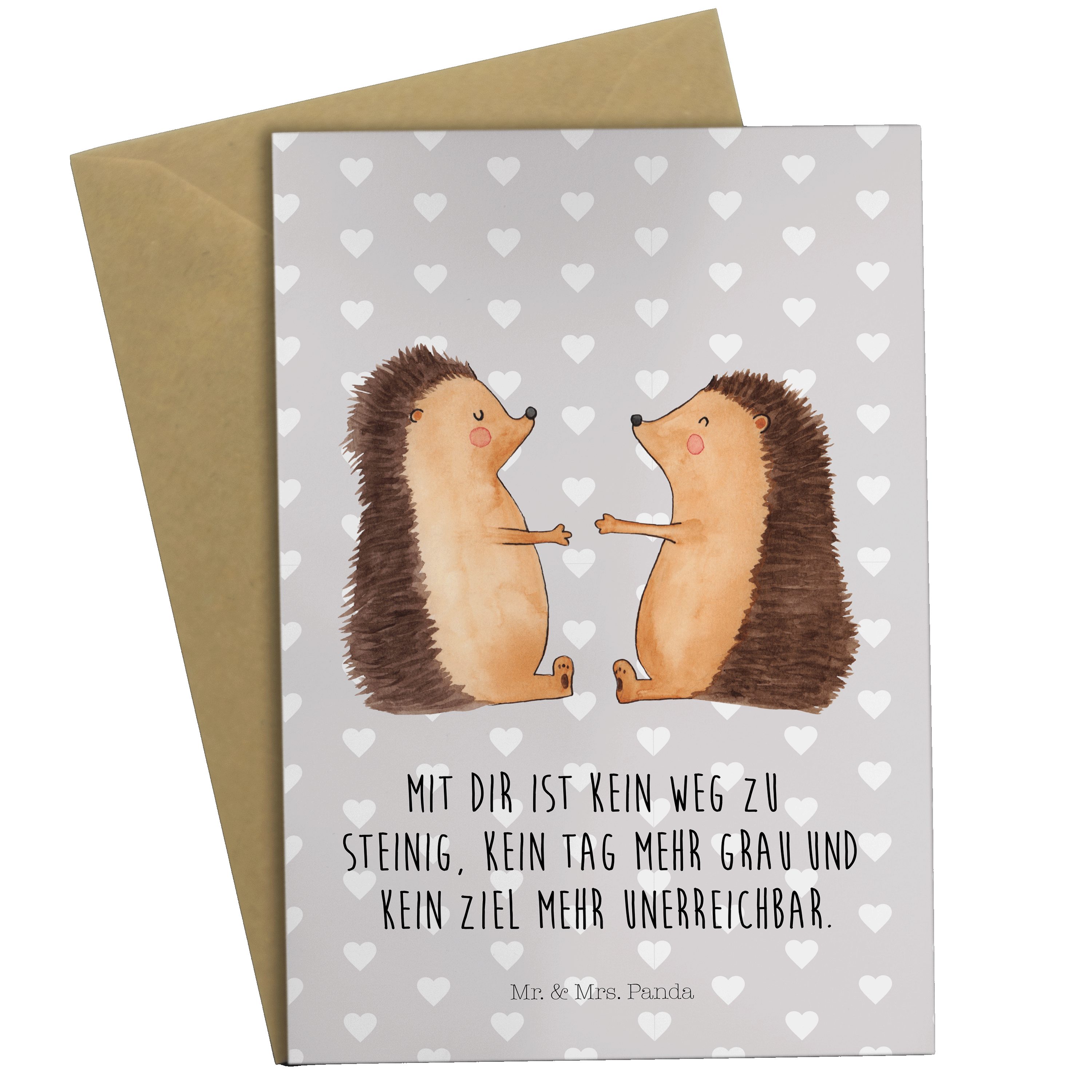 Mr. & Mrs. Panda Grußkarte Igel Pastell Grau Hochzeitskarte, Ein Klappkarte, Liebe - - Geschenk