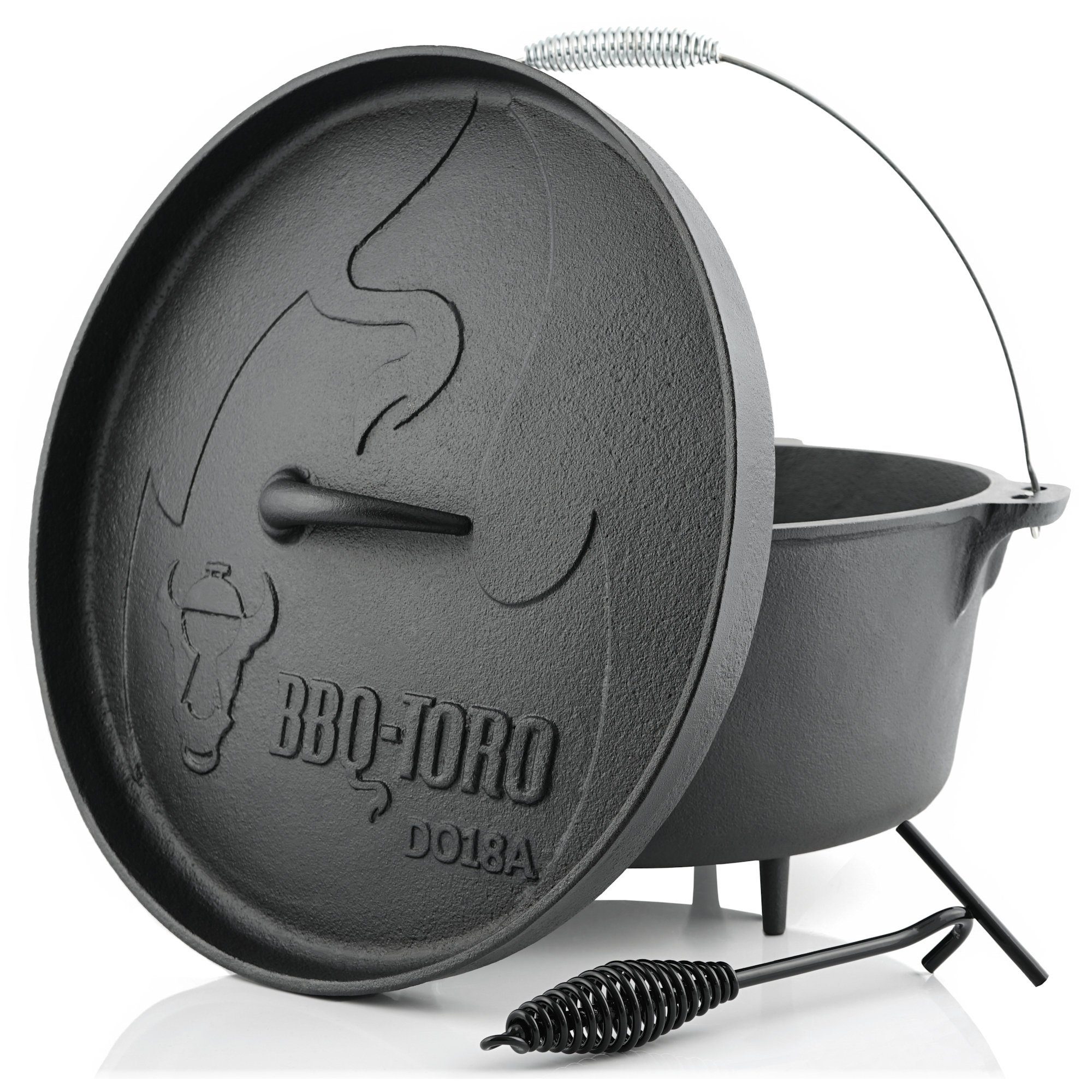 BBQ-Toro Grilltopf Dutch Oven DO18A, 19,0 L Alpha Gusseisen Kochtopf, Gusstopf, Gusseisen (3-tlg)