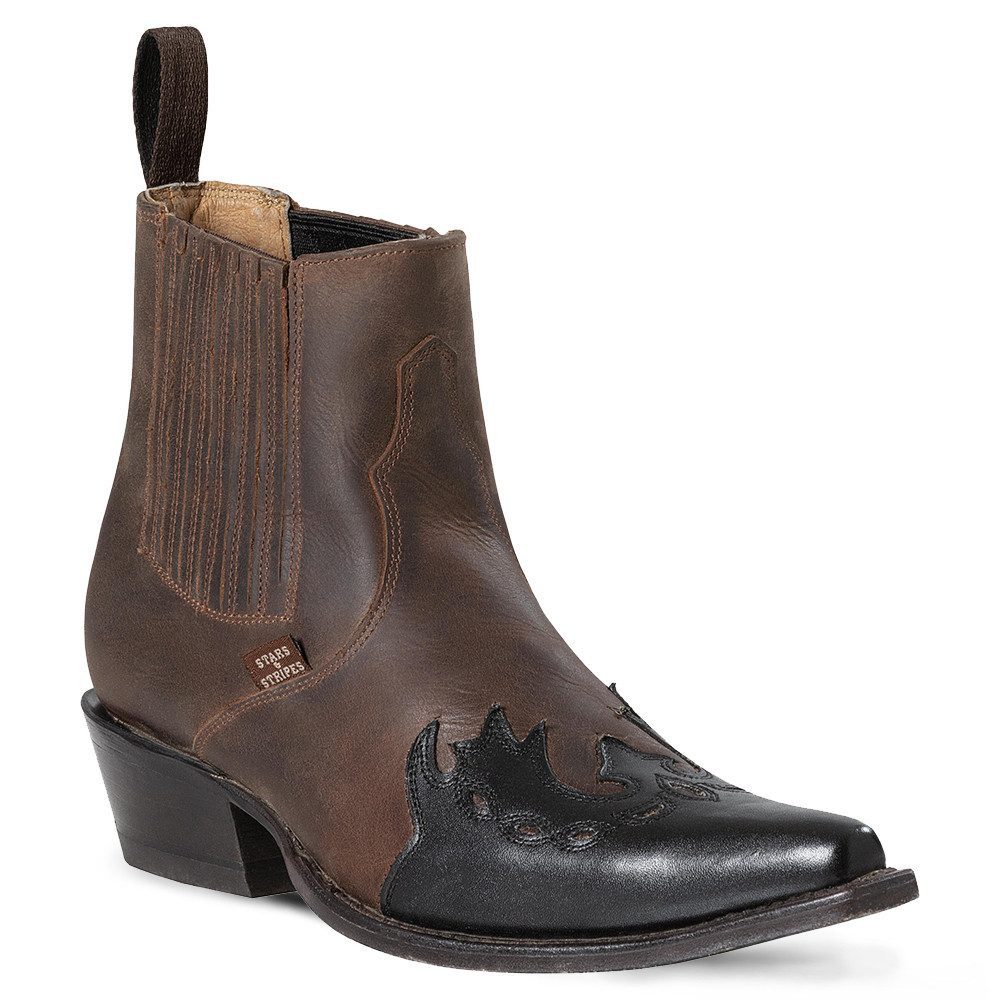 Stars & Stripes WB-51 Cowboy Stiefelette zweifarbige Western Stiefeletten aus Leder