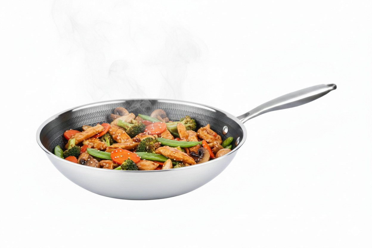 Cheffinger Pfannen-Set Wok Pfanne Wokpfanne Bratpfanne Edelstahl Induktion Ø28cm Cheffinger, Material: Edelstahl