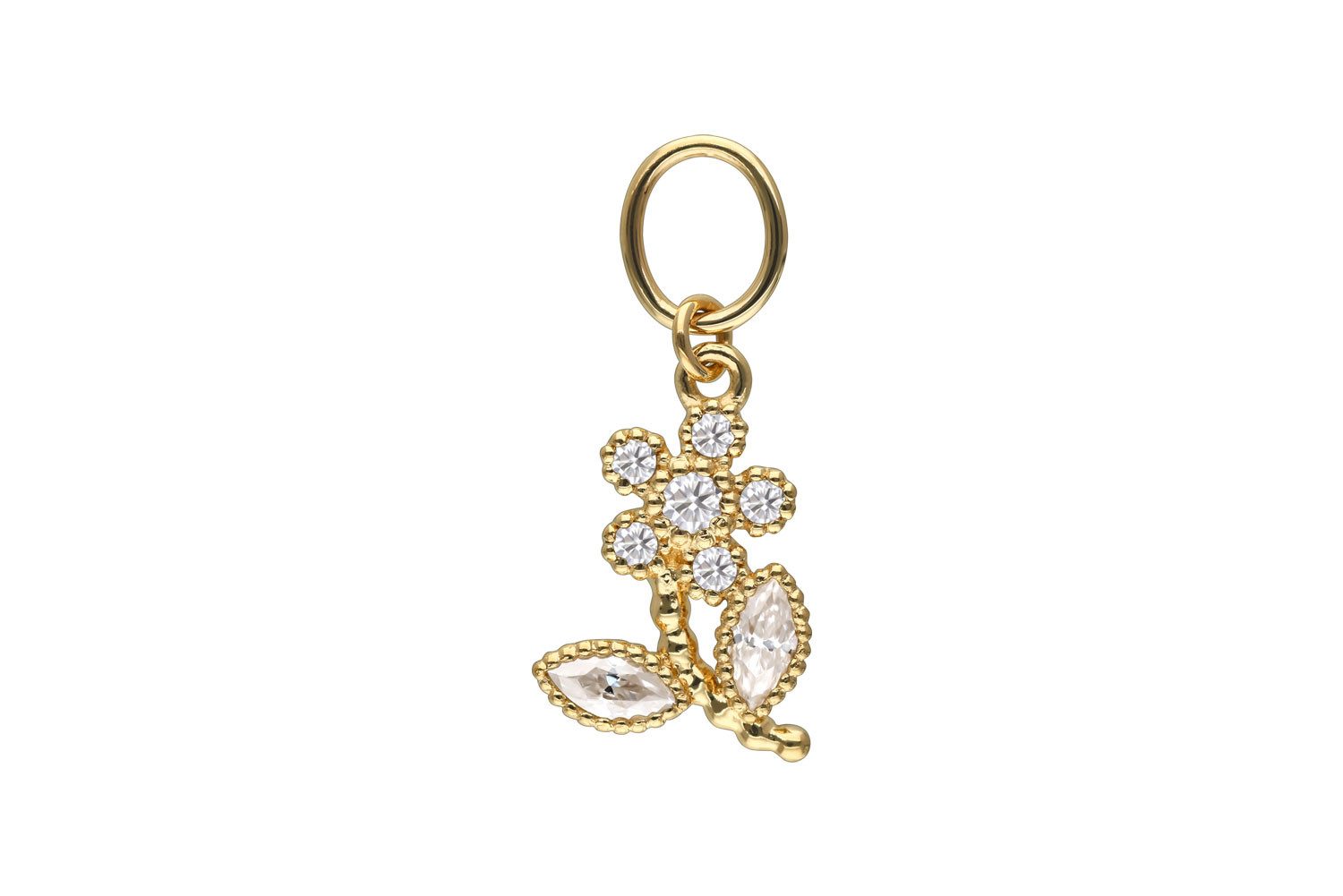 PIERCINGLINE Piercing-Set 18 Karat Gold Anhänger für Clicker MOISSANIT-BLUME (Piercing-Anhänger, 1-tlg)