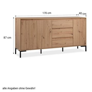 Homestyle4u Kommode Sideboard Schrank Anrichte Wohnzimmer (kein Set)