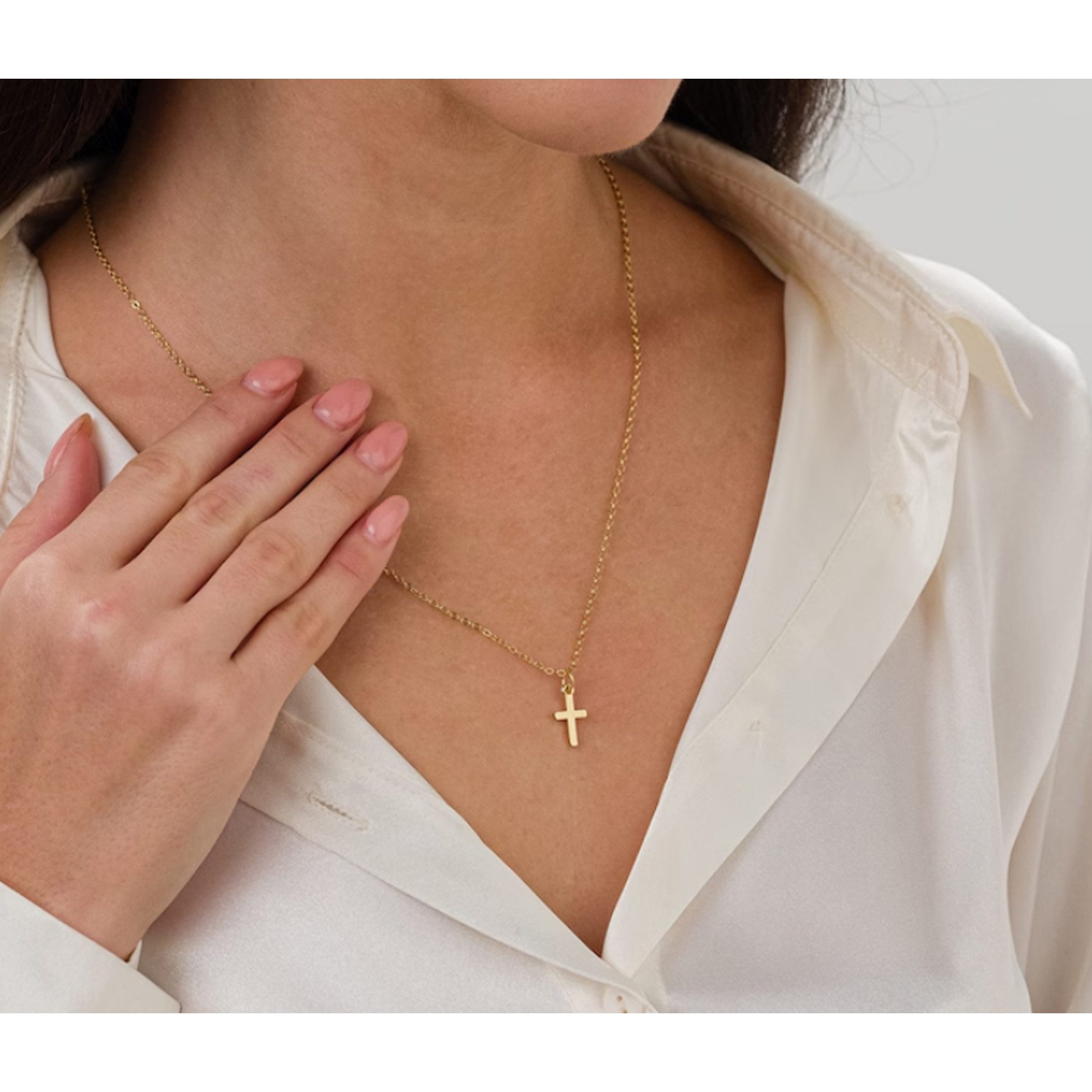 GOLDEN Kreuzkette Kleine Kreuz Halskette, 14K Gold Christian Kreuz Anhänger Halskette